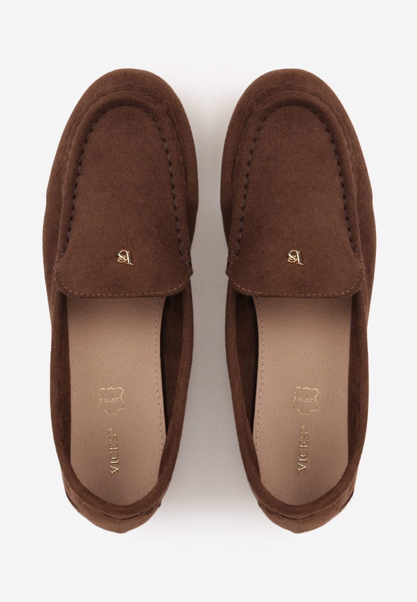 Brązowe Mokasyny VICES z Wkładką ze Skóry Naturalnej i Metalicznym Elementem Alcimene