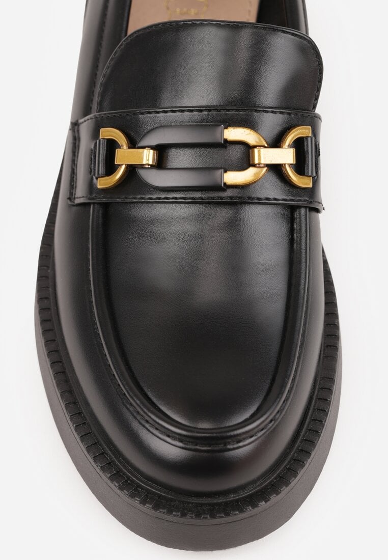 Czarne Eleganckie Mokasyny VICES z Aplikacją i Wkładką ze Skóry Naturalnej Arinatta