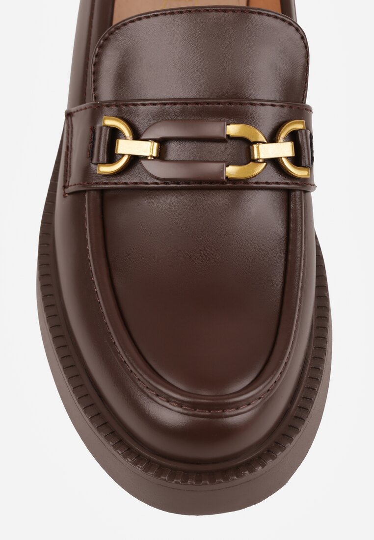 Brązowe Eleganckie Mokasyny VICES z Aplikacją i Wkładką ze Skóry Naturalnej Arinatta