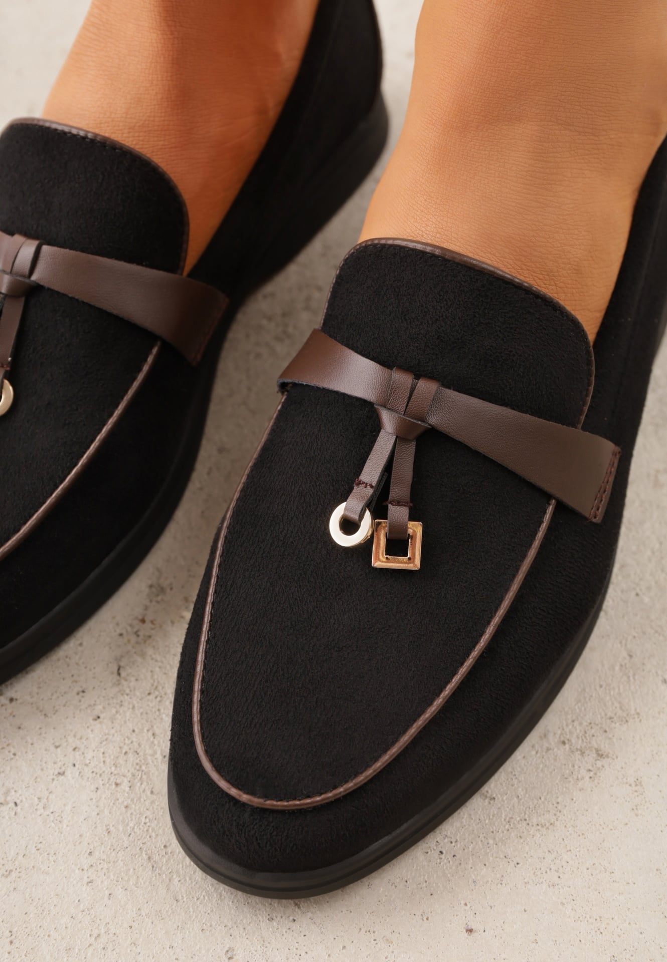 Czarne Mokasyny VICES z Imitacji Zamszu z Wkładką ze Skóry Naturalnej Dispova