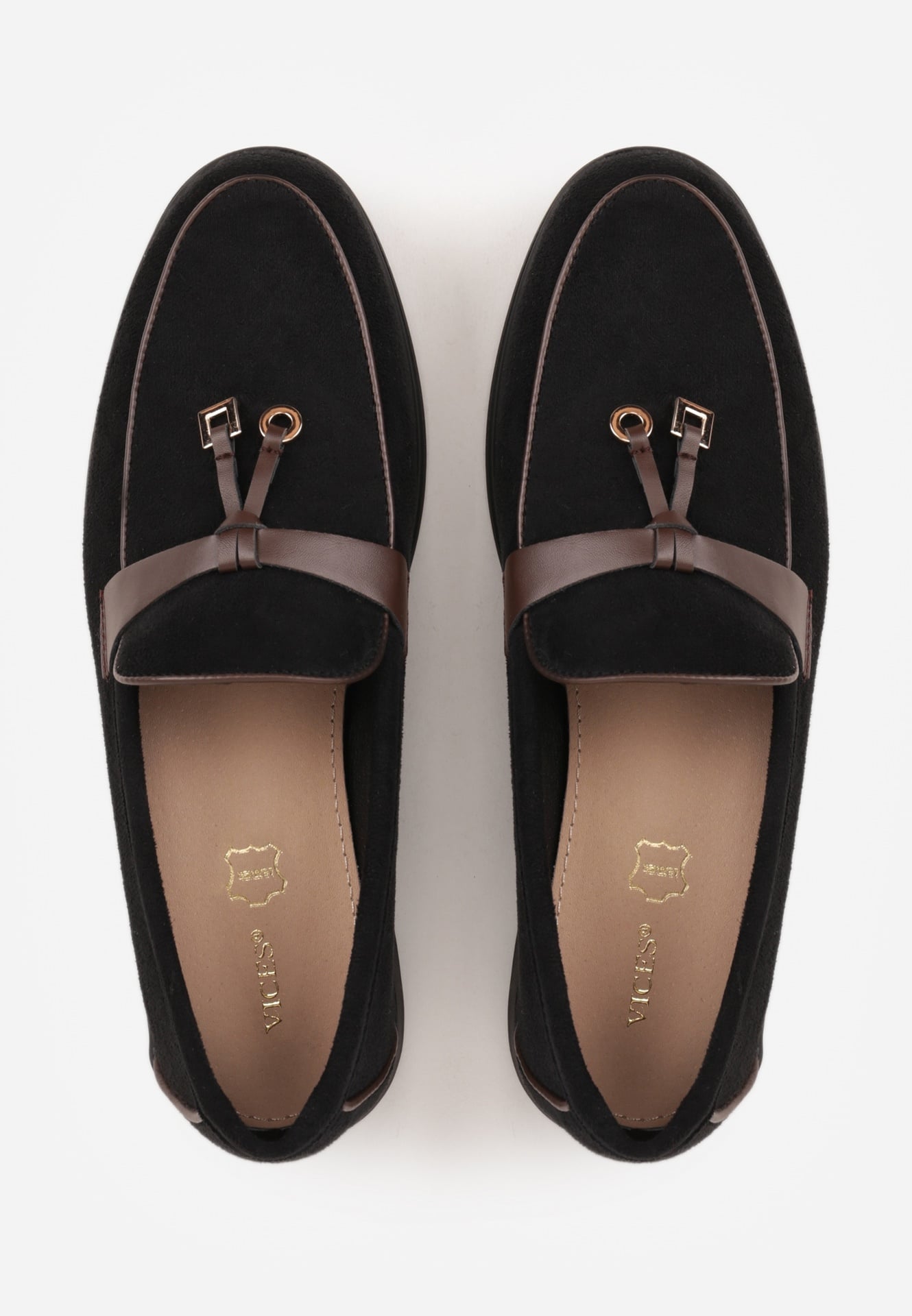 Czarne Mokasyny VICES z Imitacji Zamszu z Wkładką ze Skóry Naturalnej Dispova