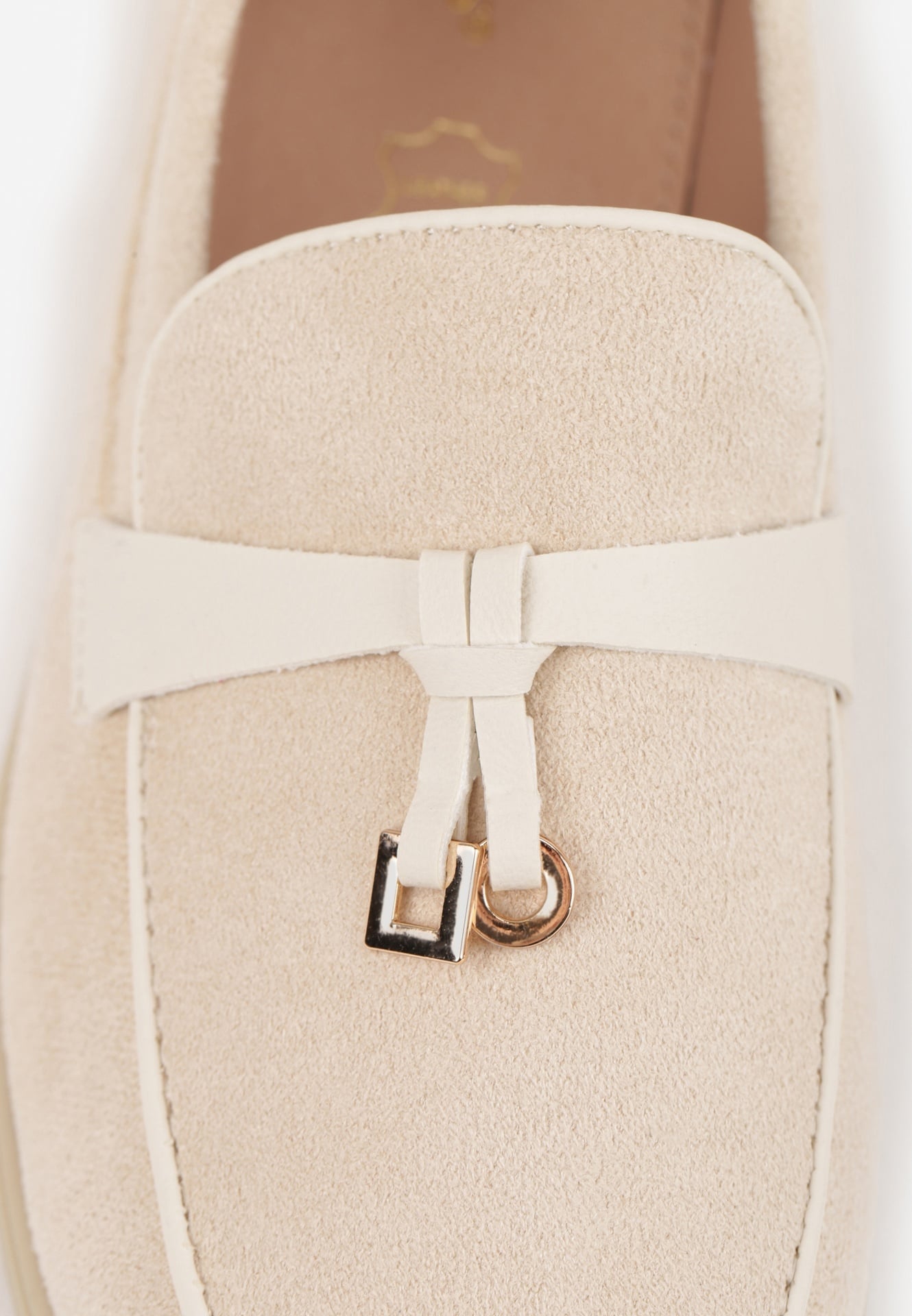 Beżowe Mokasyny VICES z Imitacji Zamszu z Wkładką ze Skóry Naturalnej Dispova