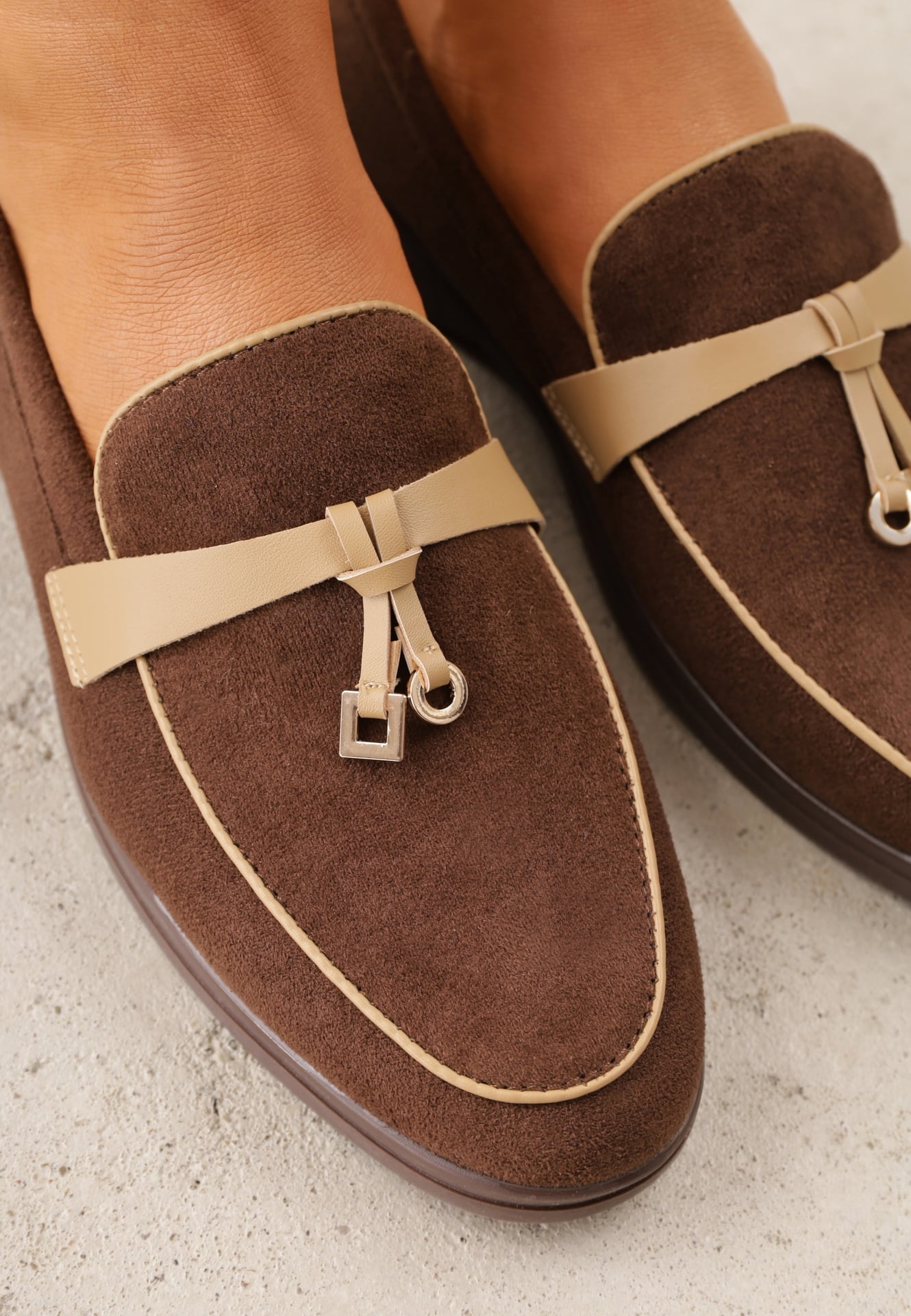 Brązowe Mokasyny VICES z Imitacji Zamszu z Wkładką ze Skóry Naturalnej Dispova