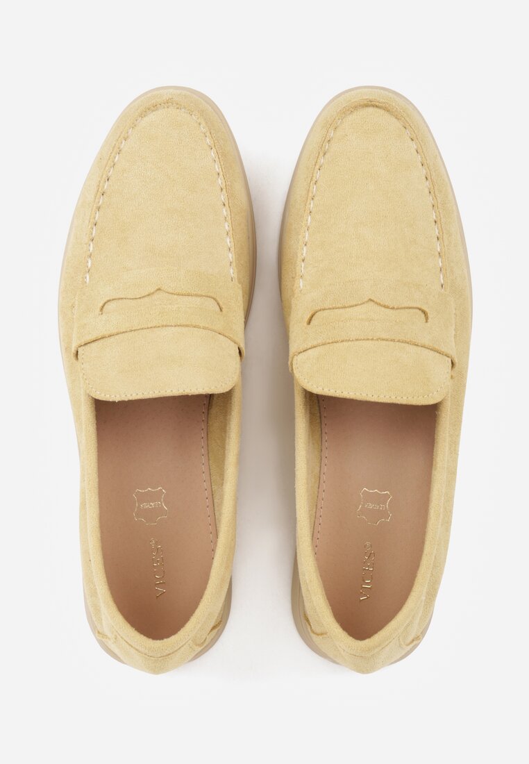 Żółte Mokasyny Casual VICES z Imitacji Zamszu z Wkładką ze Skóry Naturalnej Sheiris