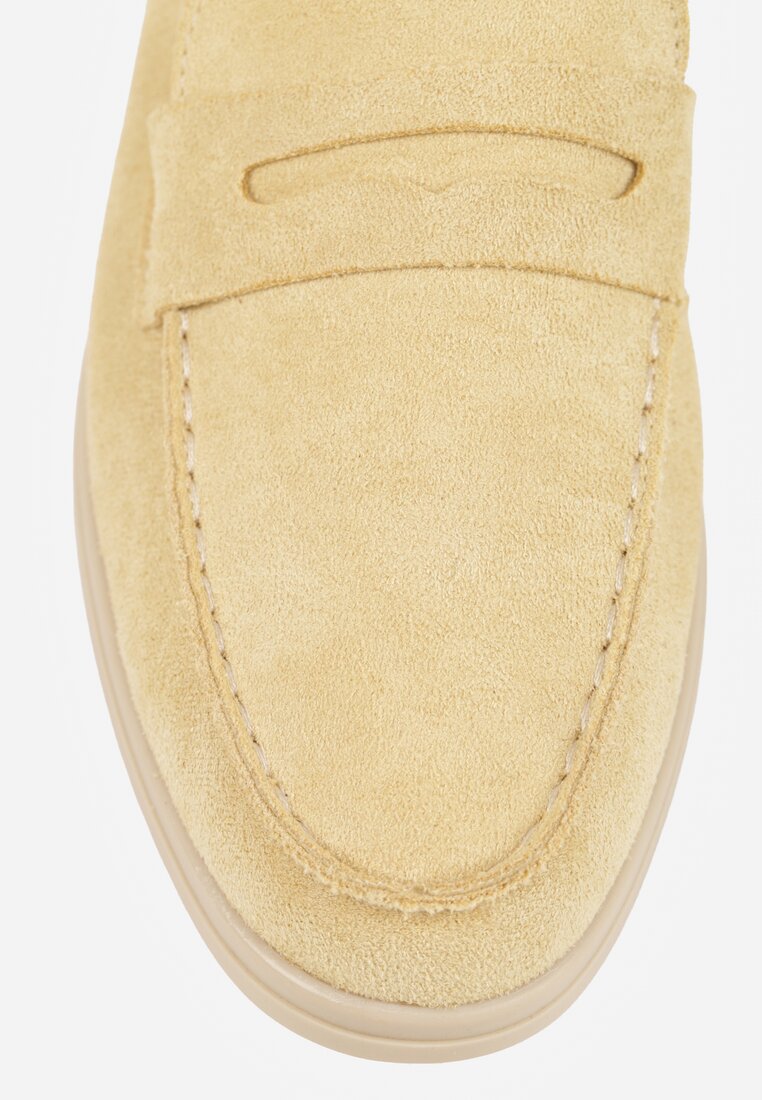 Żółte Mokasyny Casual VICES z Imitacji Zamszu z Wkładką ze Skóry Naturalnej Sheiris
