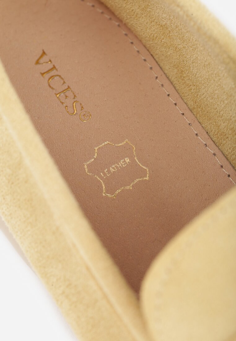 Żółte Mokasyny Casual VICES z Imitacji Zamszu z Wkładką ze Skóry Naturalnej Sheiris