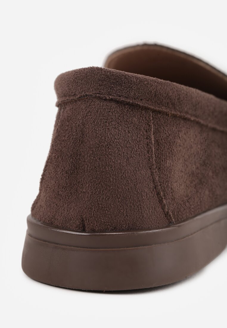 Ciemnobrązowe Mokasyny Casual VICES z Imitacji Zamszu z Wkładką ze Skóry Naturalnej Sheiris