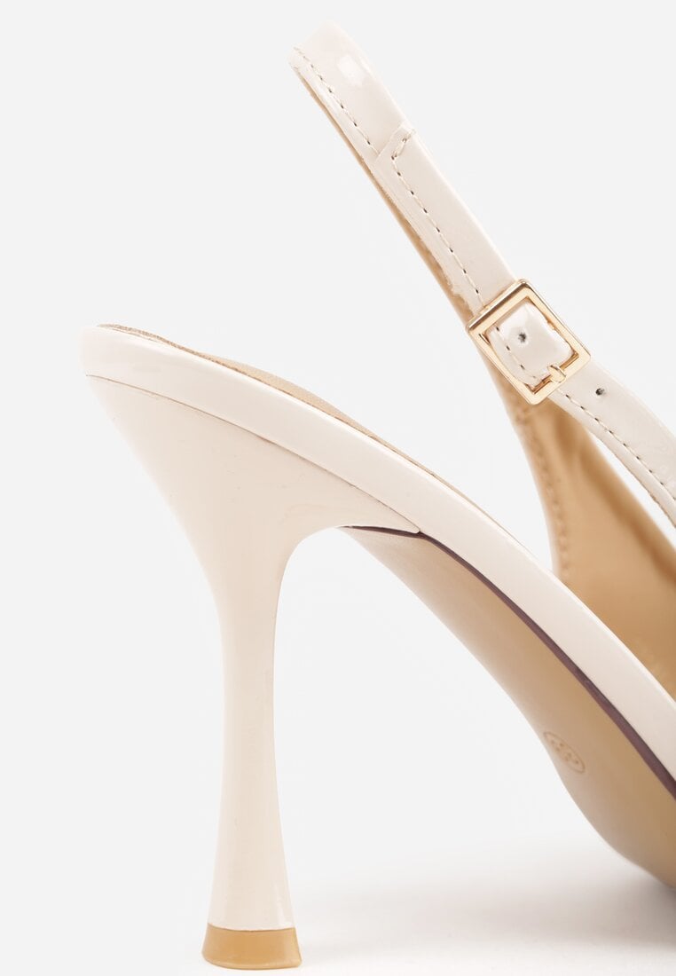 Beżowe Sandały VICES na Szpilce z Lakierowanym Wykończeniem Nesamenis