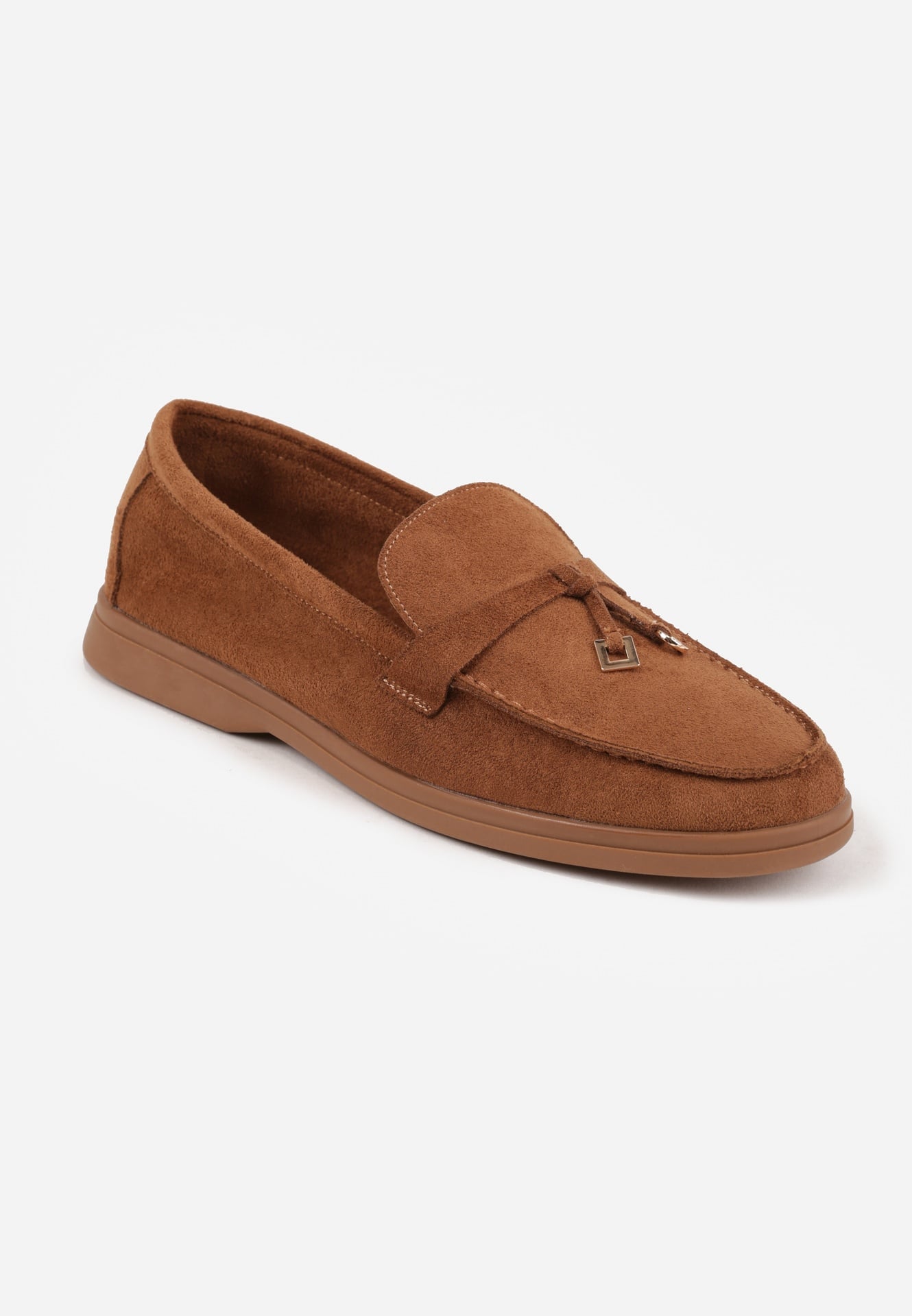 Jasnobrązowe Mokasyny VICES Casualowe ze Skórzaną Wkładką i Metalowymi Ozdobami Dinsmore