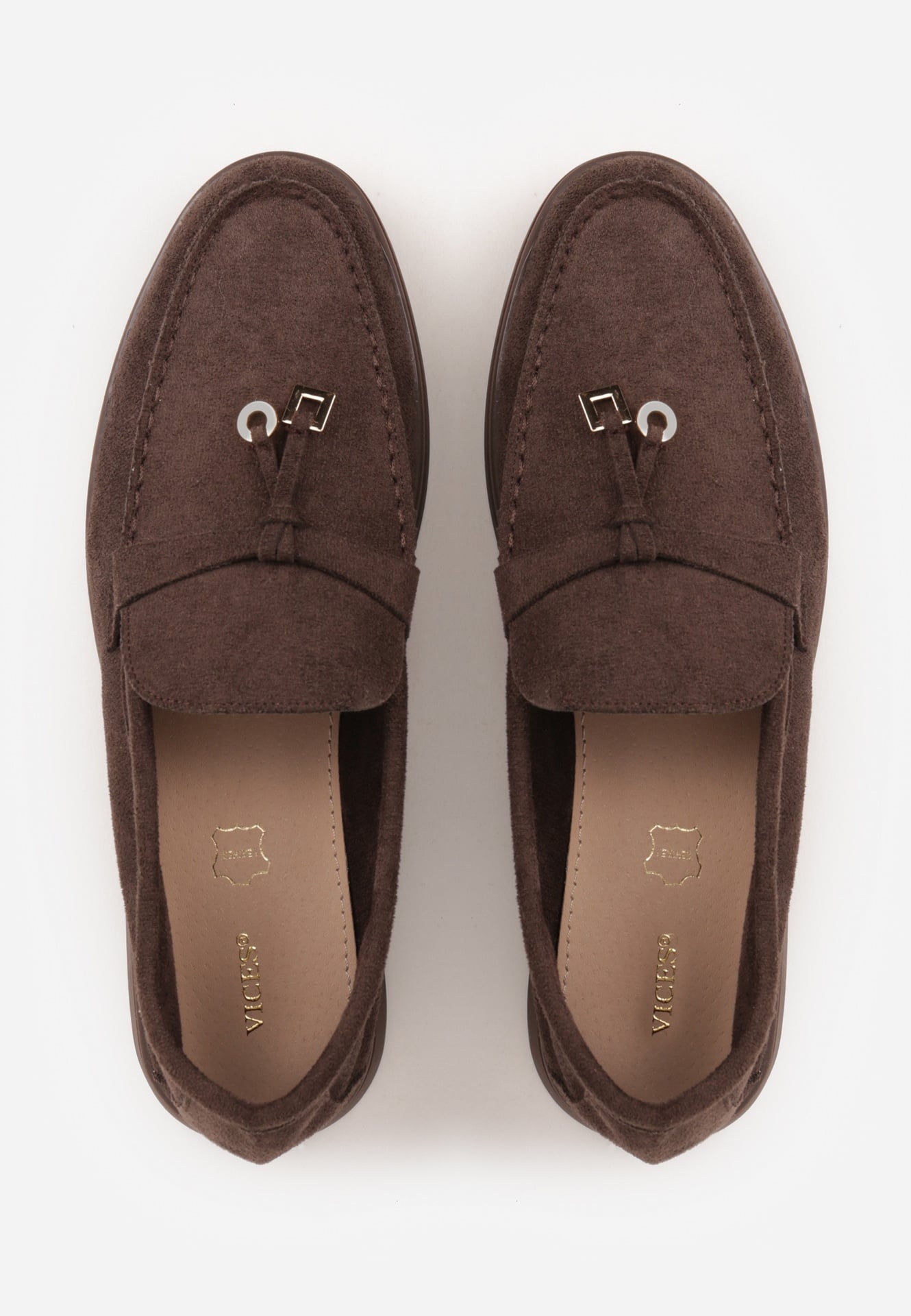 Ciemnobrązowe Mokasyny VICES Casualowe ze Skórzaną Wkładką i Metalowymi Ozdobami Dinsmore