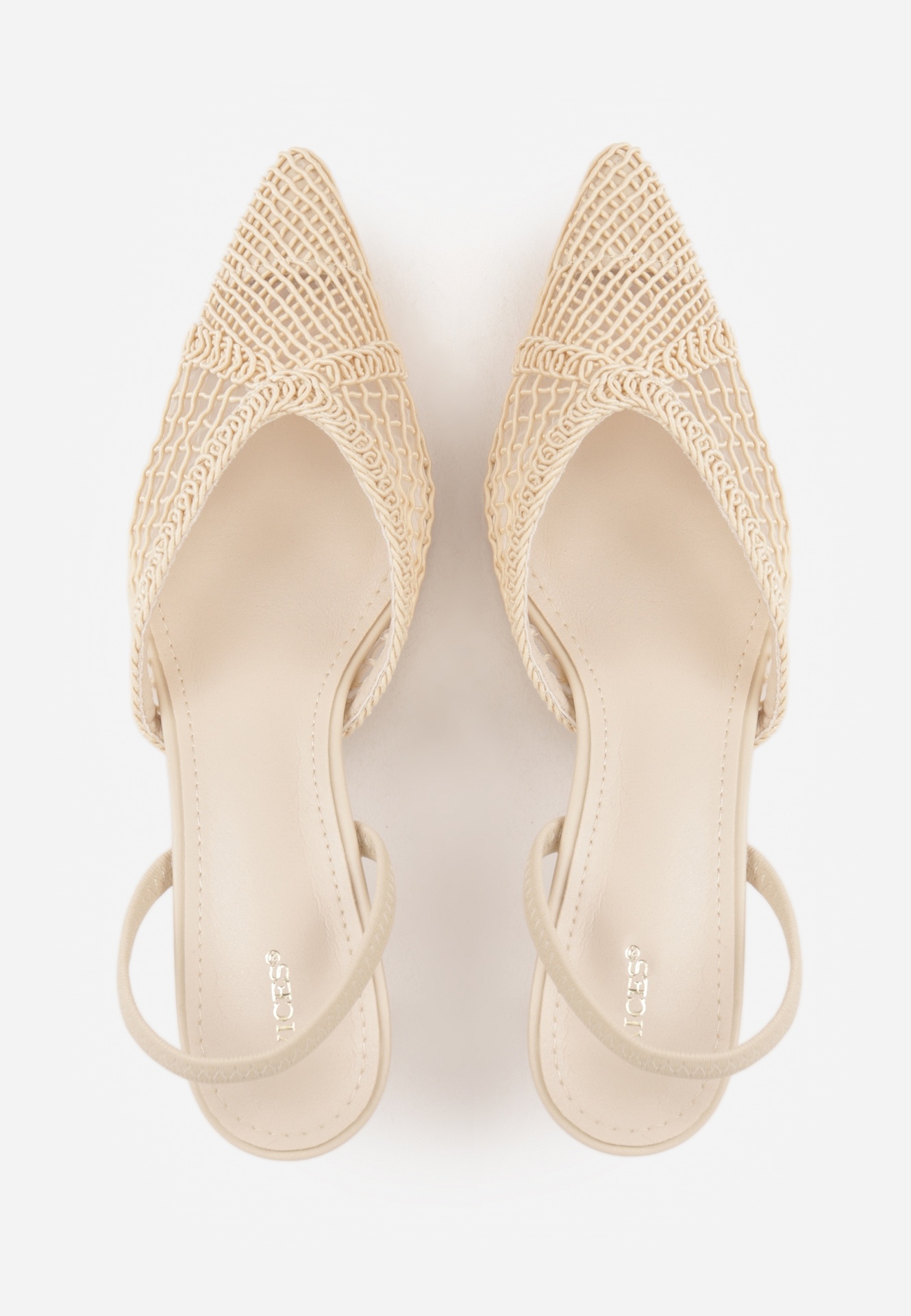 Beżowe Szpilki VICES Ozdobione Siateczką Coraerial