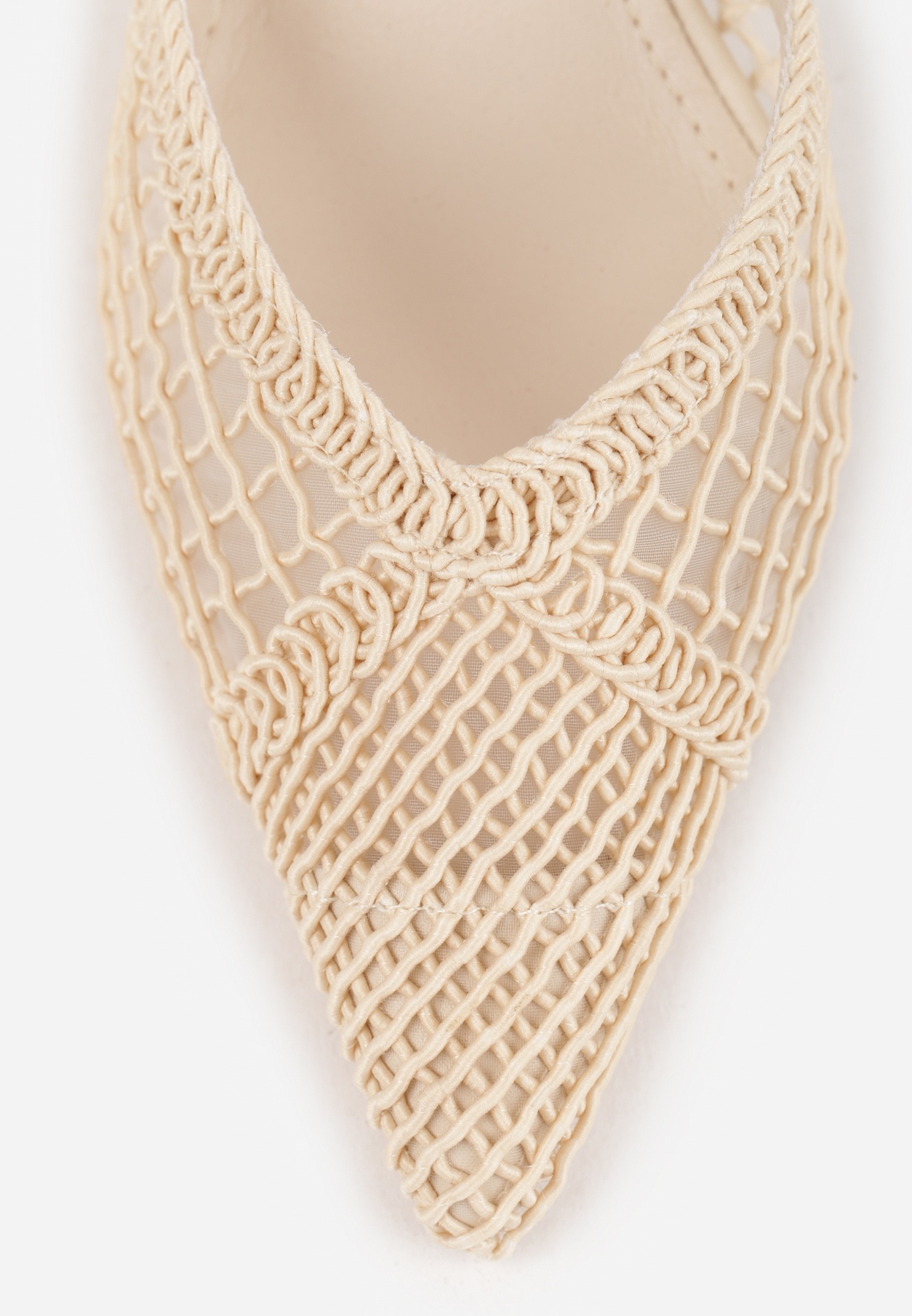 Beżowe Szpilki VICES Ozdobione Siateczką Coraerial