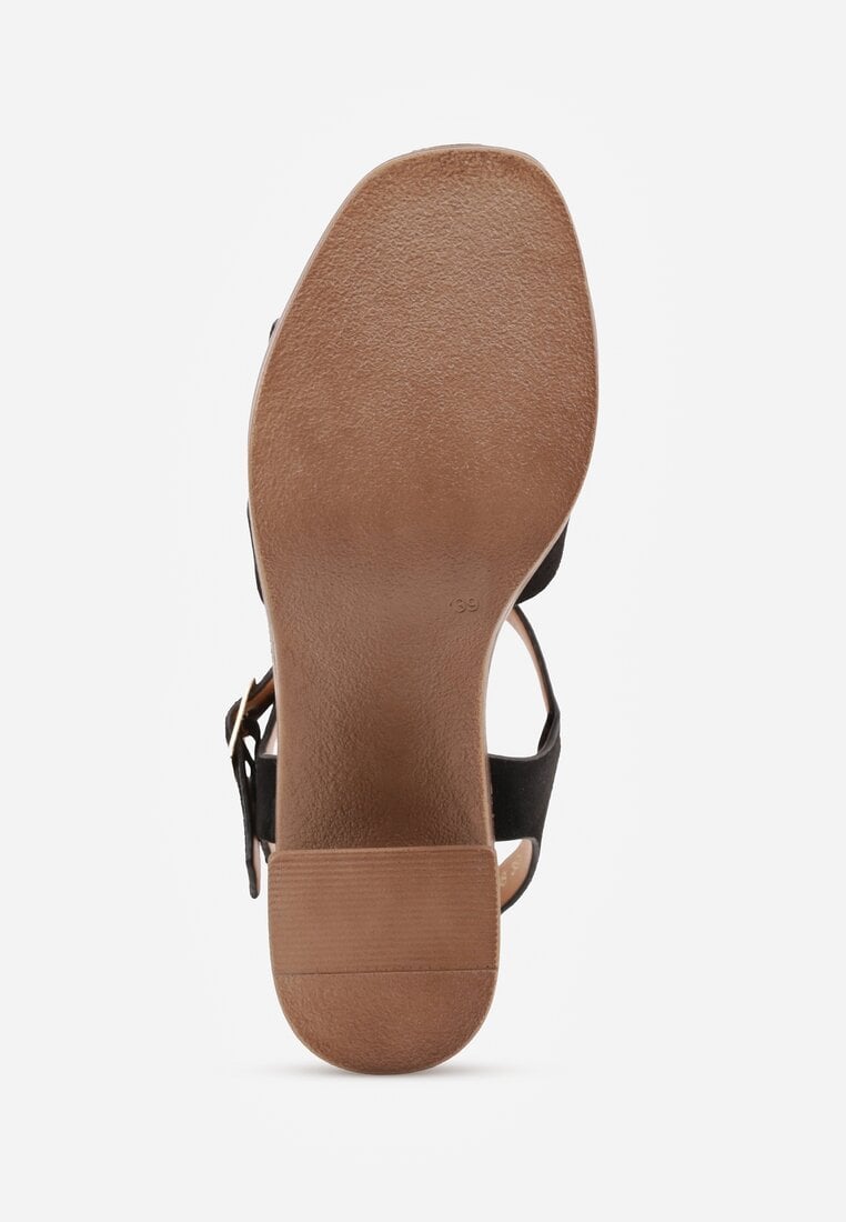 Czarne Sandały VICES na Słupku i Platformie z Geometrycznymi Paskami Undilis