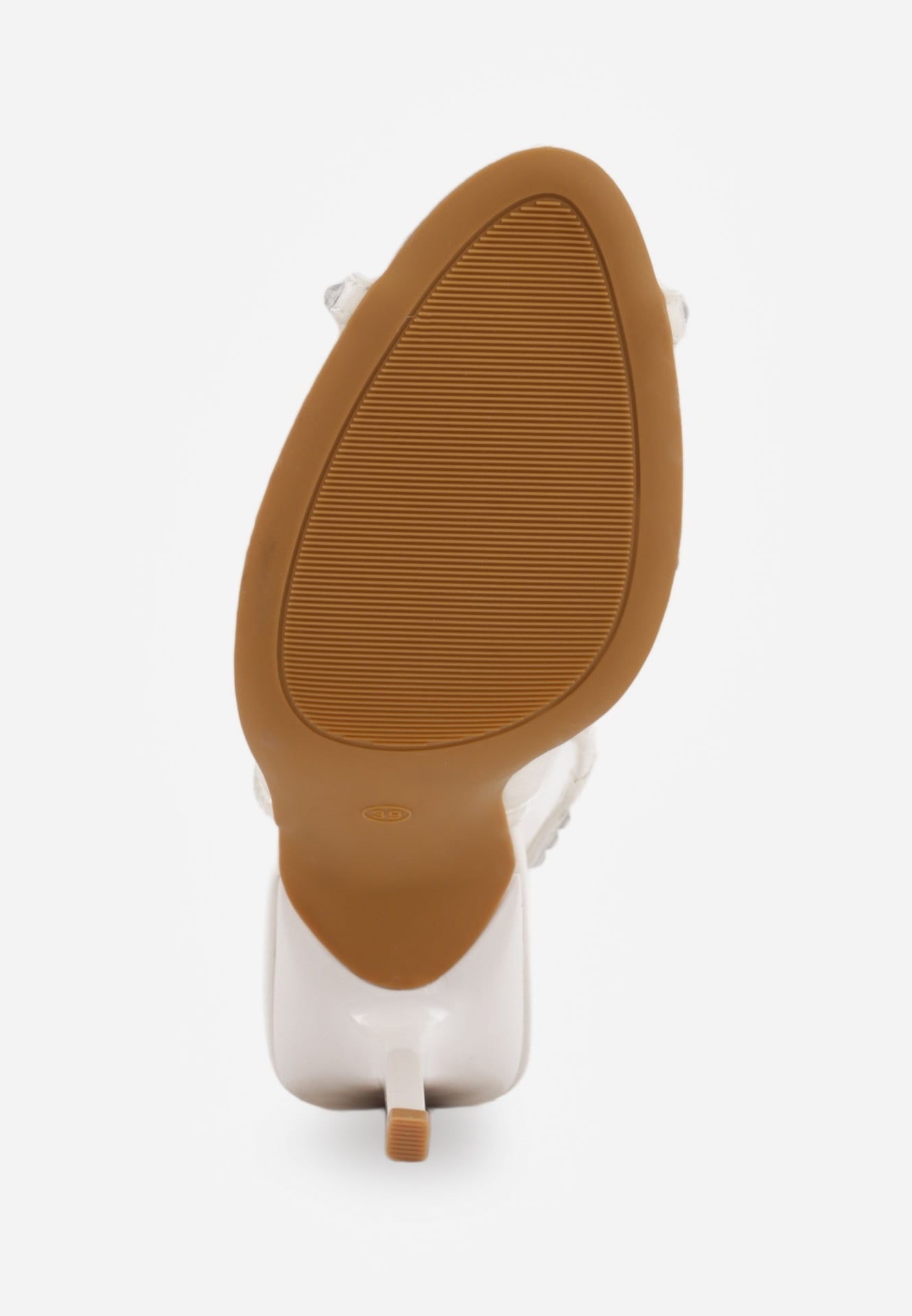 Białe Sandały Slingback VICES z Siateczki na Szpilce Zdobione Cyrkoniami Aethipe