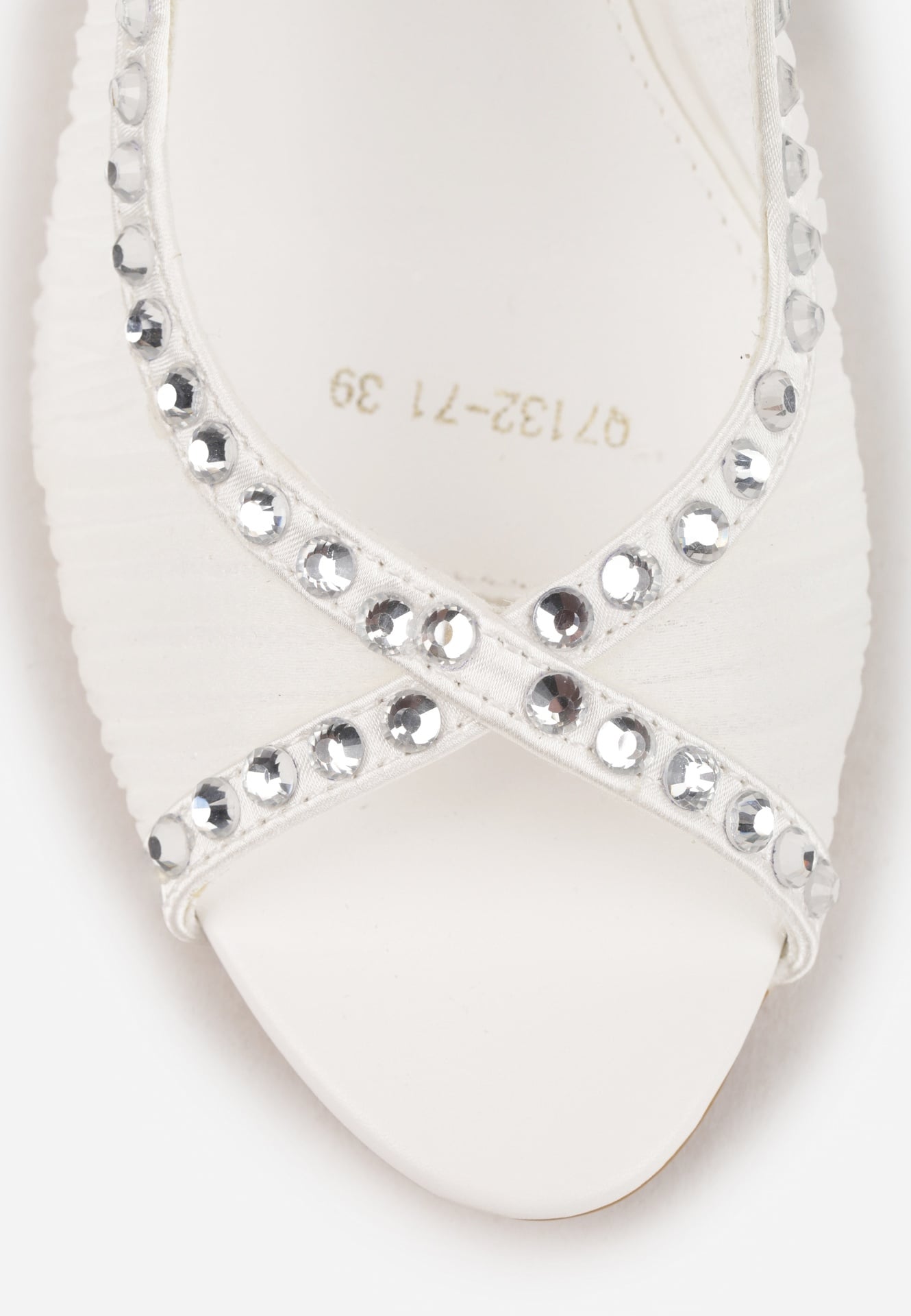 Białe Sandały Slingback VICES z Siateczki na Szpilce Zdobione Cyrkoniami Aethipe