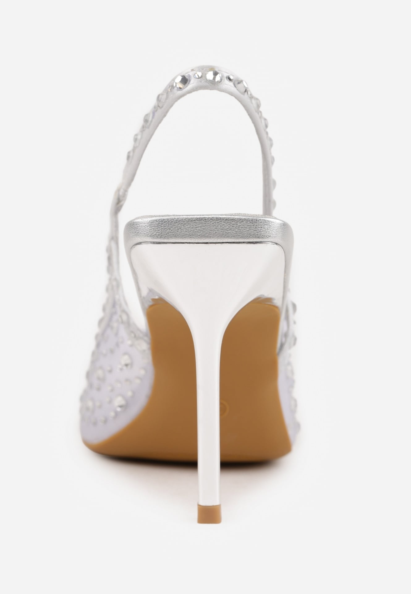 Srebrne Siateczkowe Sandały na Szpilce VICES Ozdobione Cyroniami Amamenis