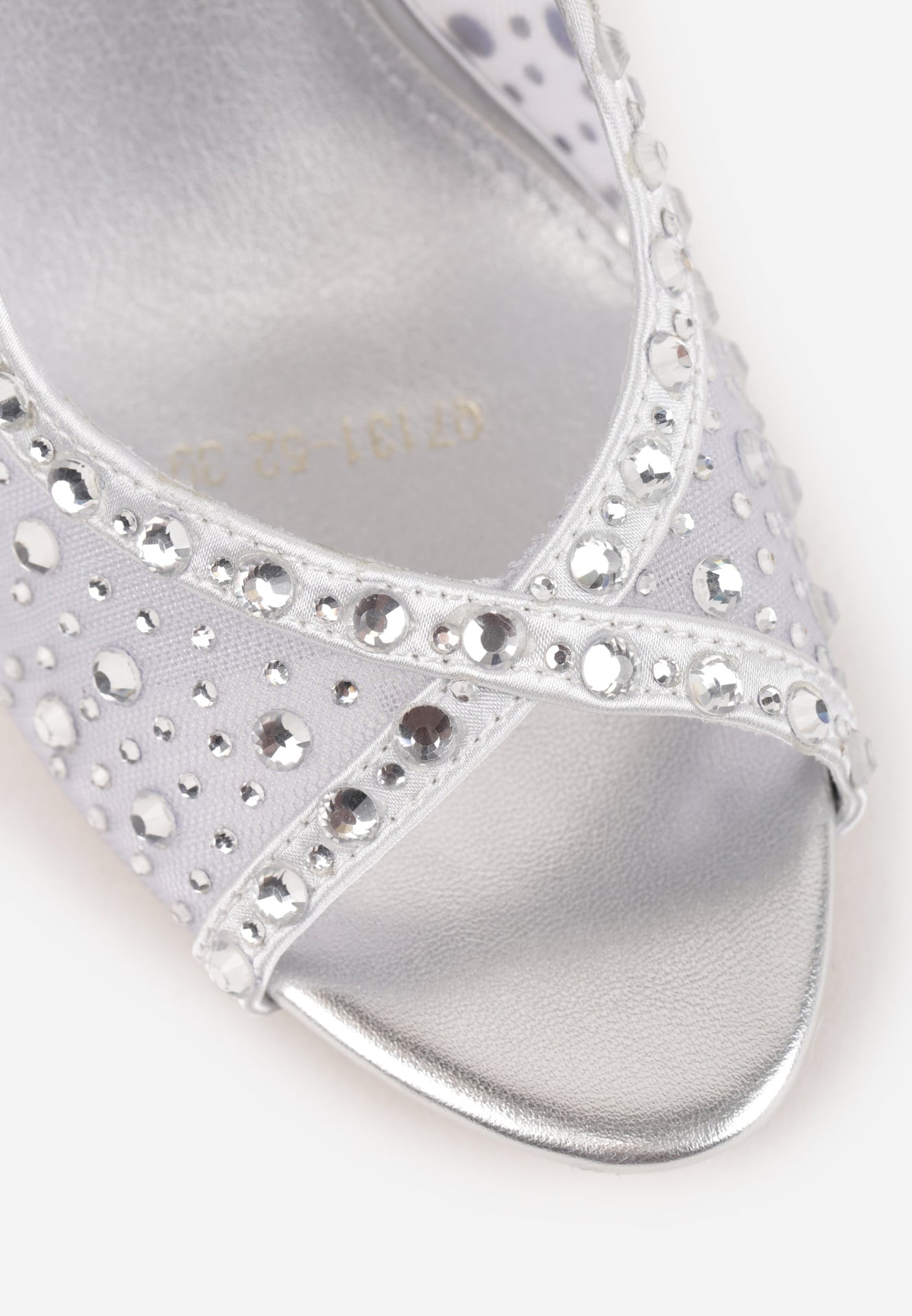 Srebrne Siateczkowe Sandały na Szpilce VICES Ozdobione Cyroniami Amamenis