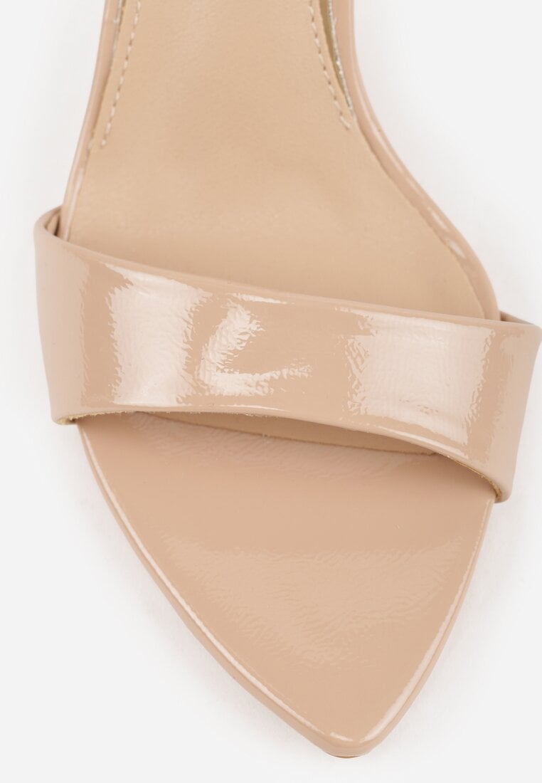 Ciemnobeżowe Lekkie Sandały VICES na Szpilce Zapinane na Sprzączkę Hekis