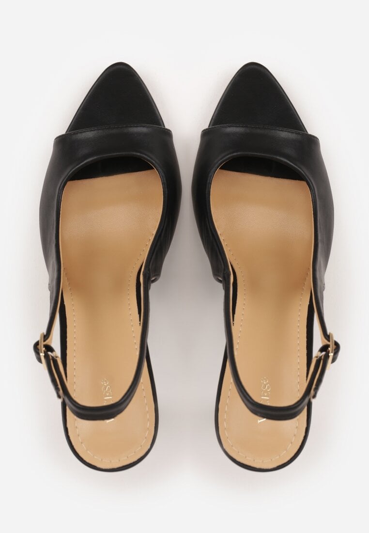 Czarne Sandały Slingback VICES na Szpilce z Odkrytym Noskiem Blooma