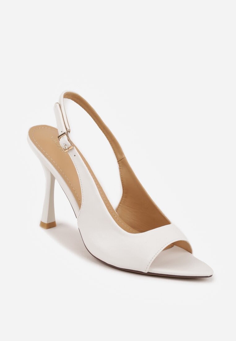 Białe Sandały Slingback VICES na Szpilce z Odkrytym Noskiem Blooma