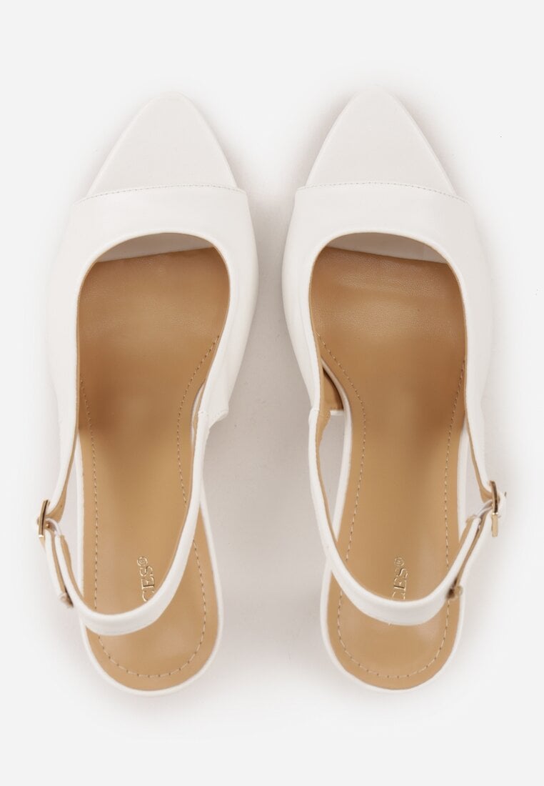 Białe Sandały Slingback VICES na Szpilce z Odkrytym Noskiem Blooma