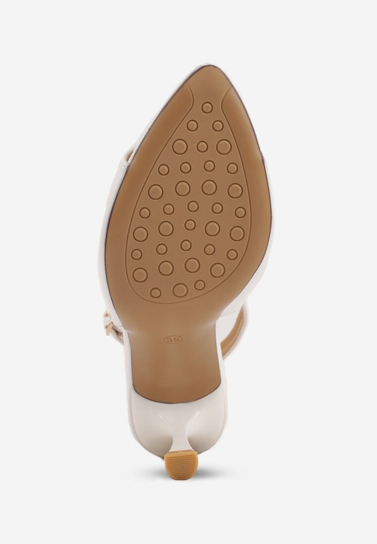 Białe Sandały Slingback VICES na Szpilce z Odkrytym Noskiem Blooma