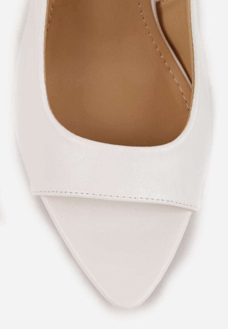 Białe Sandały Slingback VICES na Szpilce z Odkrytym Noskiem Blooma