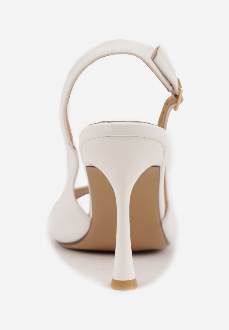 Białe Sandały Slingback VICES na Szpilce z Odkrytym Noskiem Blooma