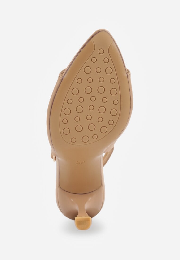 Ciemnobeżowe Sandały Slingback VICES na Szpilce z Odkrytym Noskiem Blooma