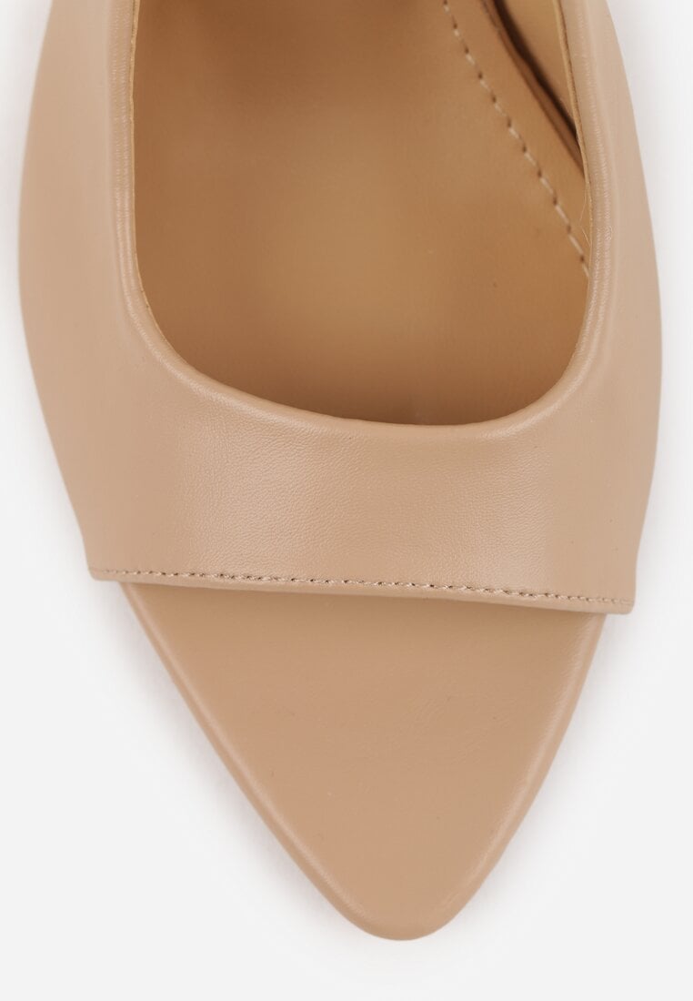 Ciemnobeżowe Sandały Slingback VICES na Szpilce z Odkrytym Noskiem Blooma