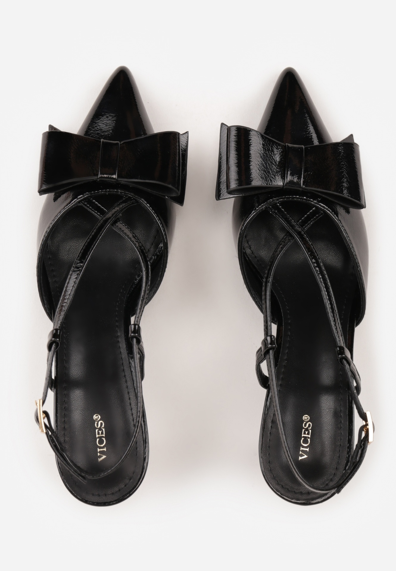 Czarne Szpilki VICES z Aplikacją w Kształcie Kokardy Evithe