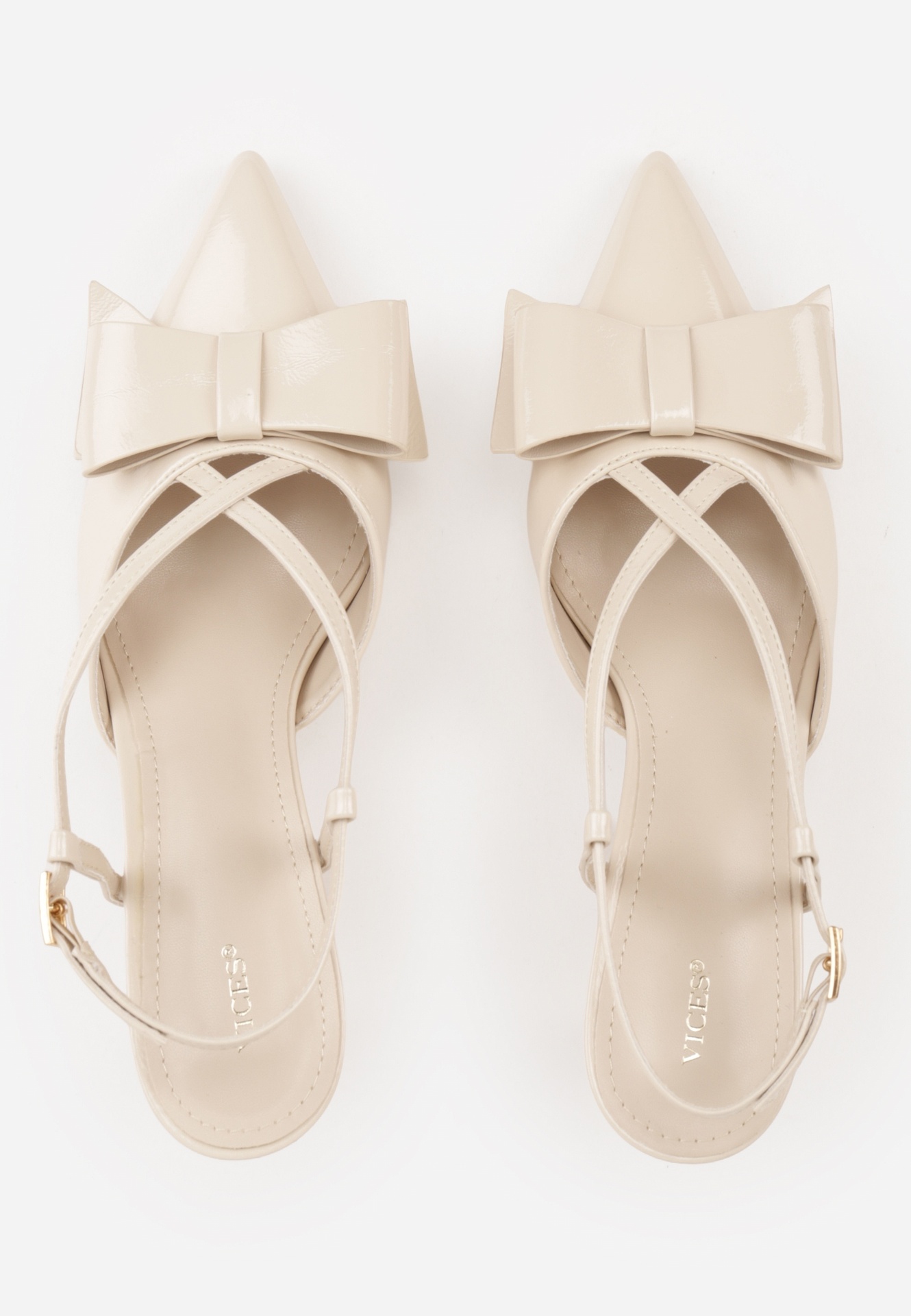 Beżowe Szpilki VICES z Aplikacją w Kształcie Kokardy Evithe