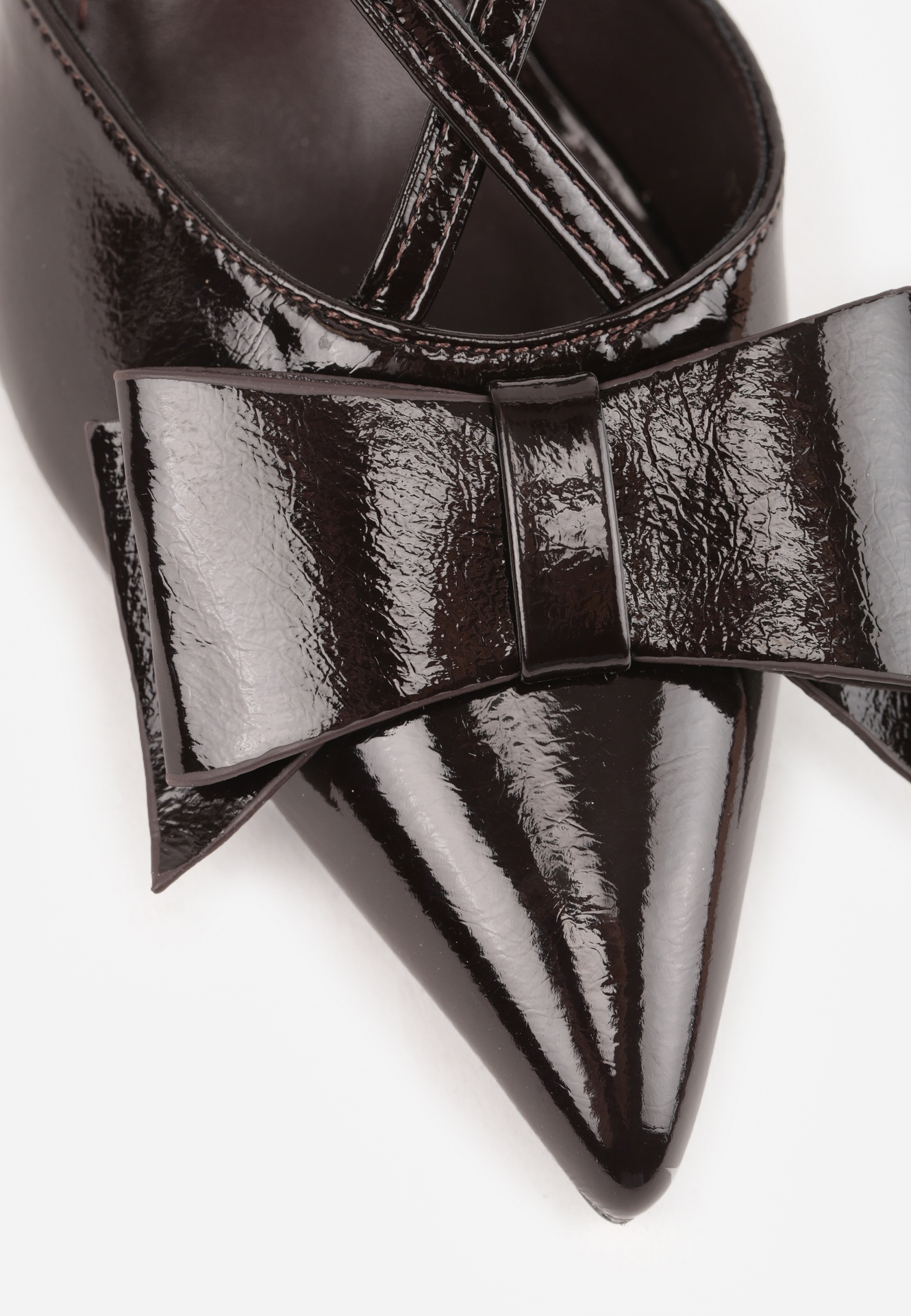 Brązowe Szpilki VICES z Aplikacją w Kształcie Kokardy Evithe