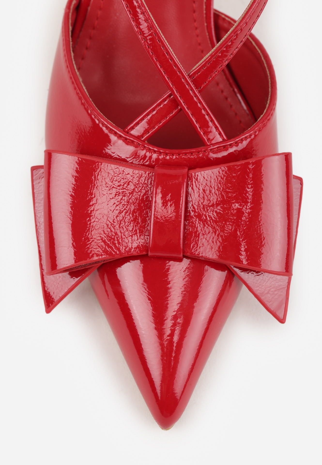 Czerwone Szpilki VICES z Aplikacją w Kształcie Kokardy Evithe