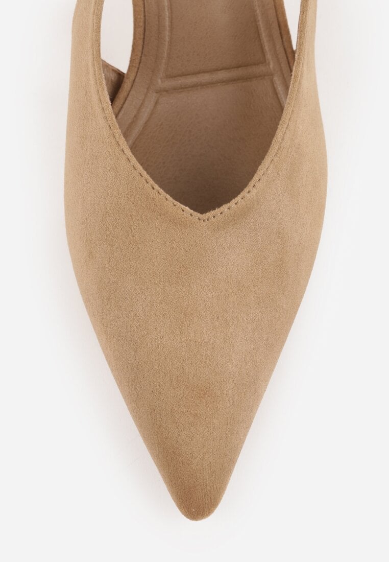 Ciemnobeżowe Czółenka VICES Typu Slingback na Geometrycznej Szpilce Aziressa