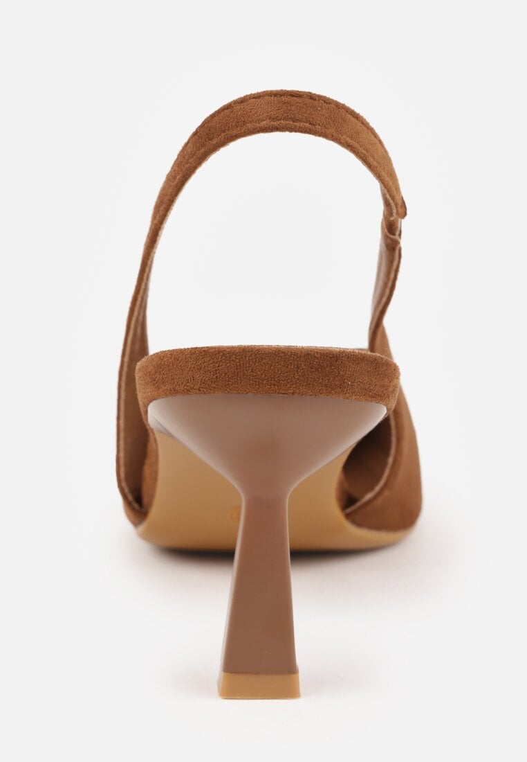 Brązowe Czółenka VICES Typu Slingback na Geometrycznej Szpilce Aziressa