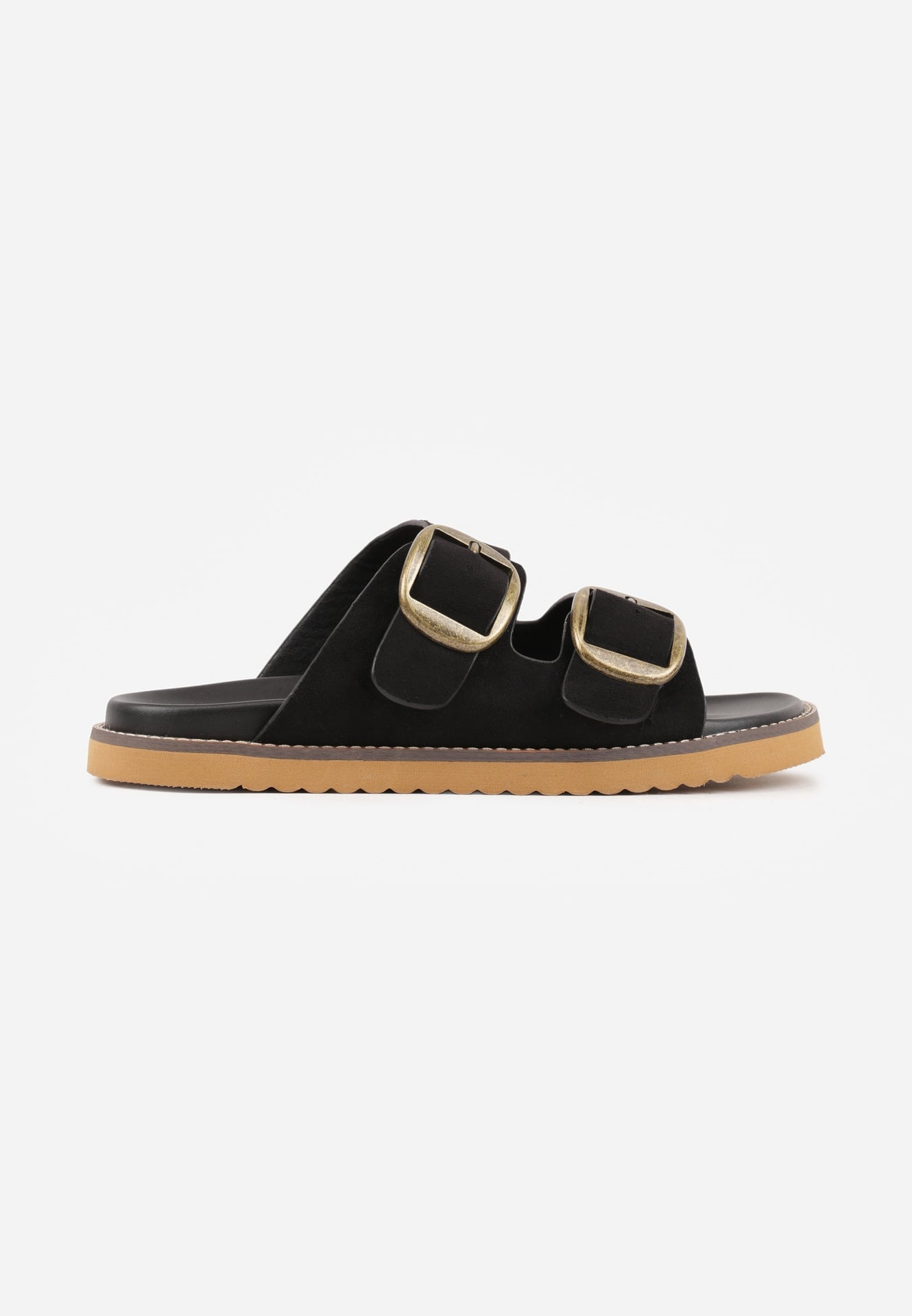 Czarne Klapki VICES Ozdobione Dużymi Klamrami Jenniviane