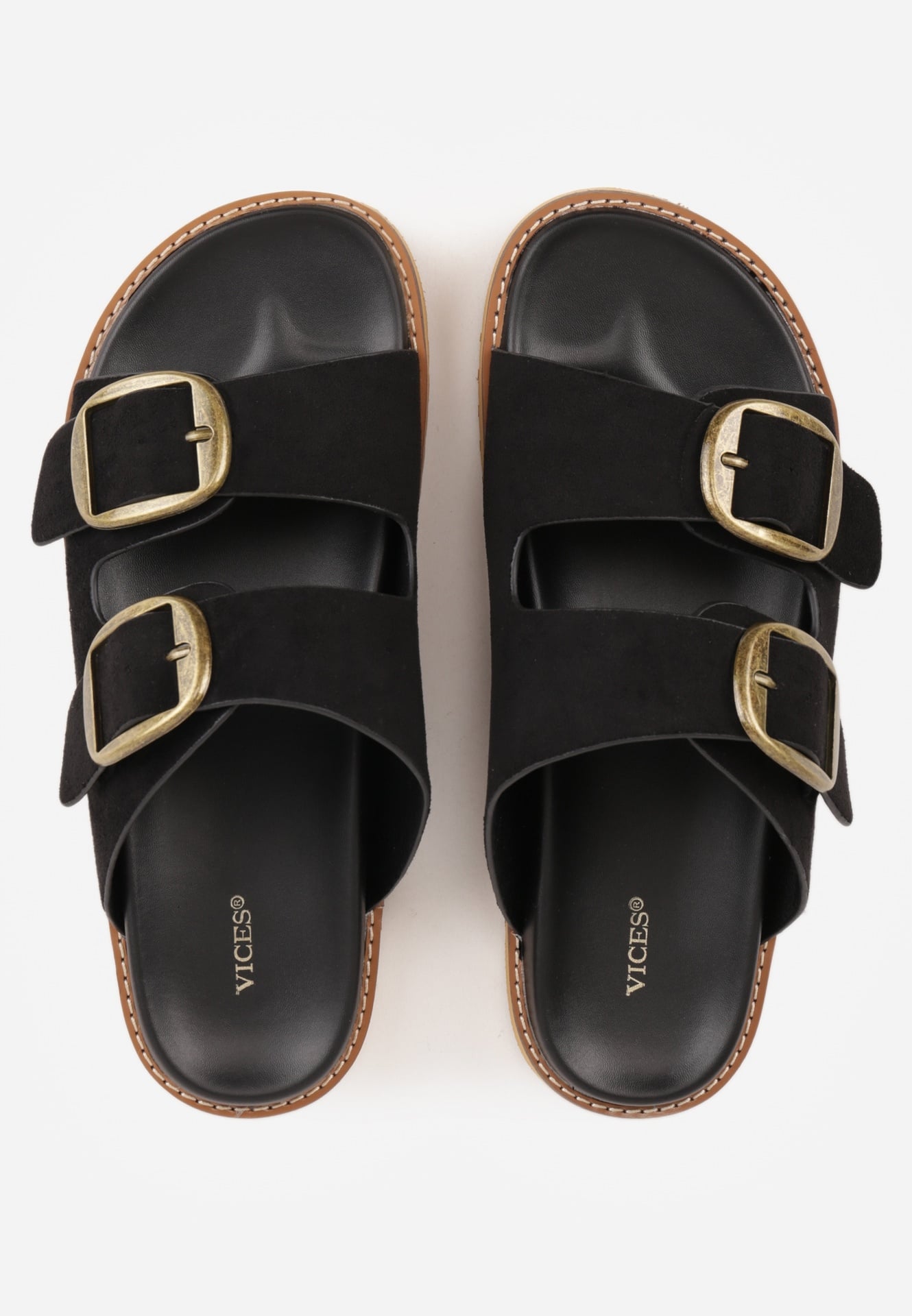 Czarne Klapki VICES Ozdobione Dużymi Klamrami Jenniviane