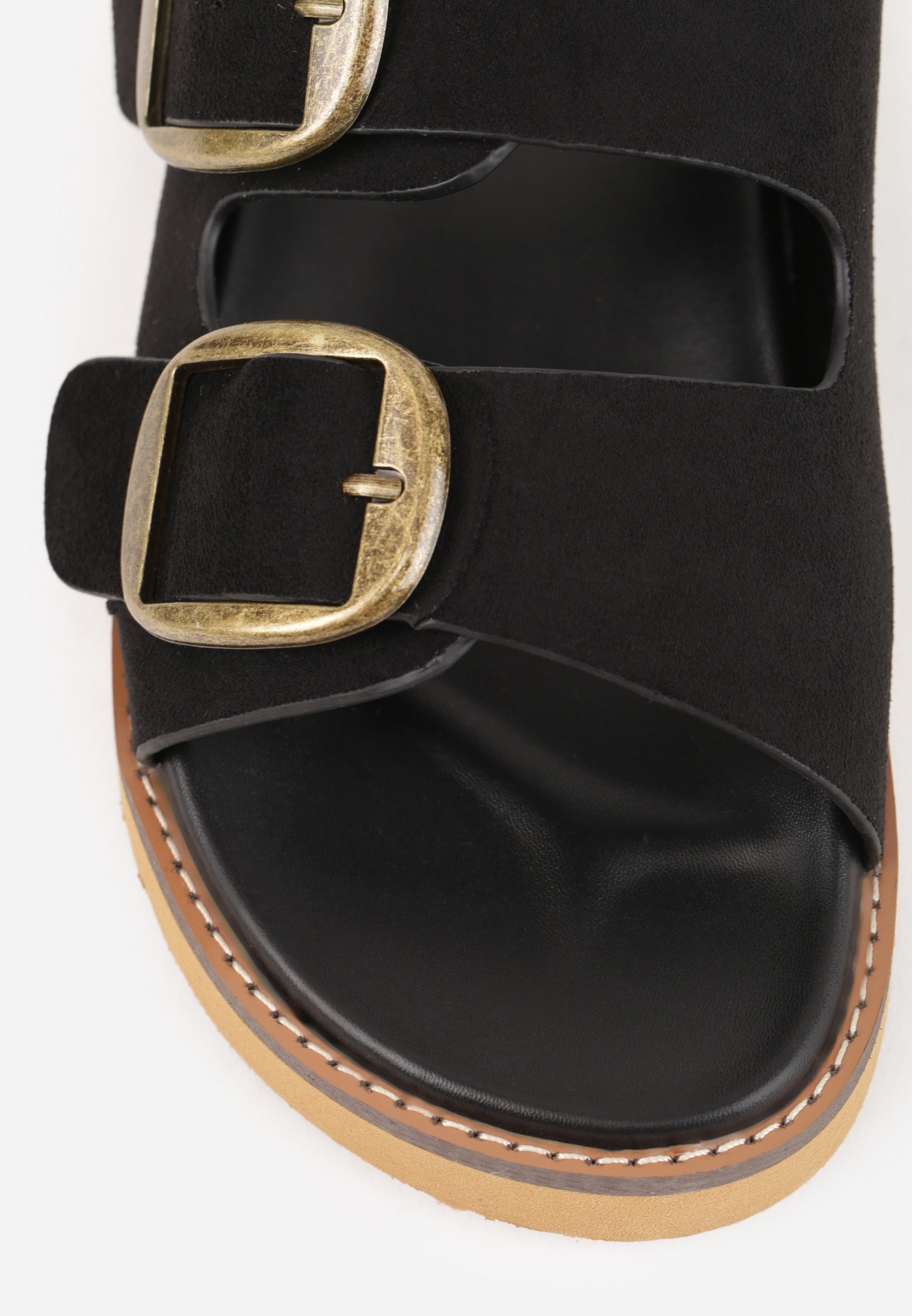 Czarne Klapki VICES Ozdobione Dużymi Klamrami Jenniviane