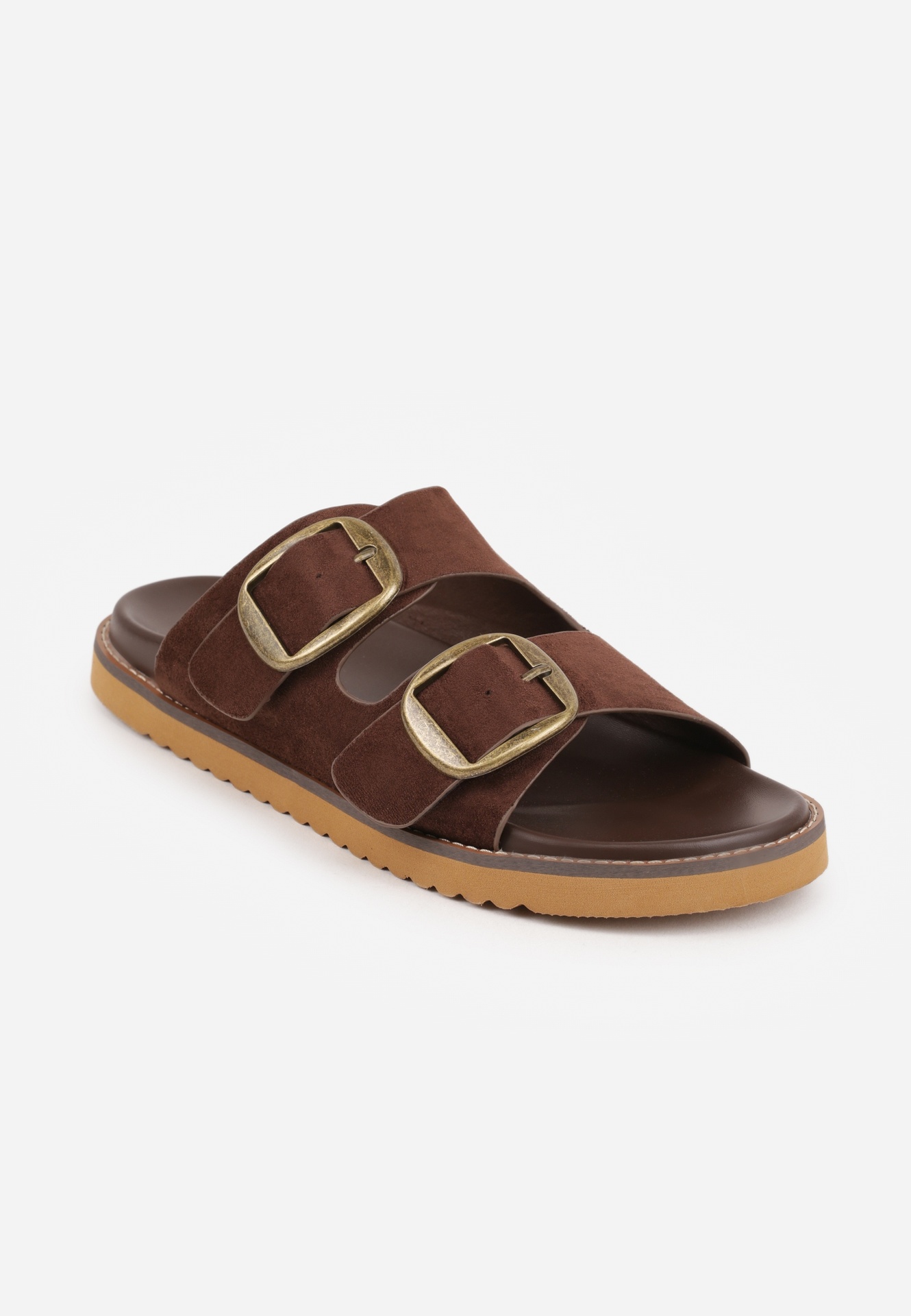 Brązowe Klapki VICES Ozdobione Dużymi Klamrami Jenniviane