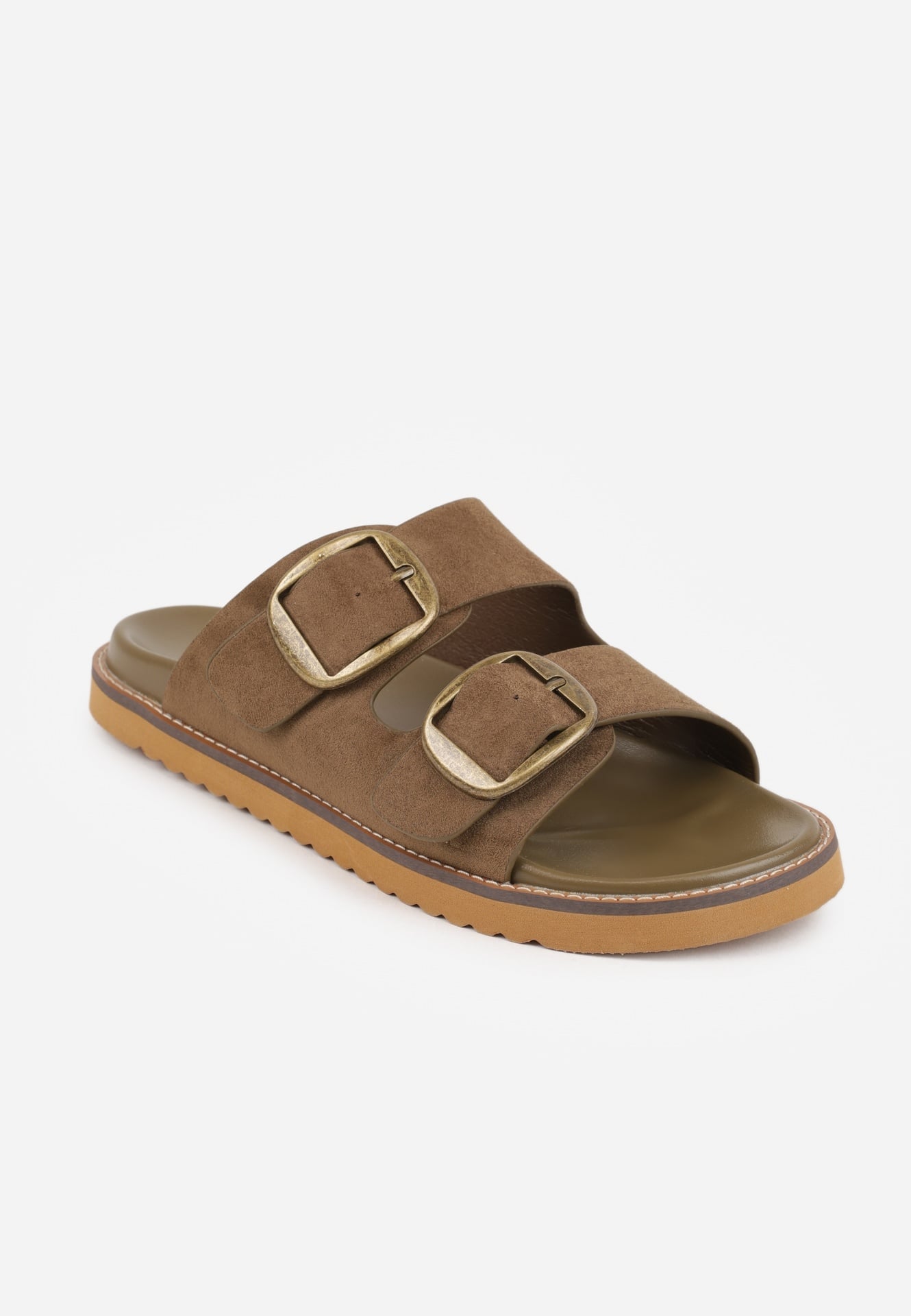 Zielone Klapki VICES Ozdobione Dużymi Klamrami Jenniviane