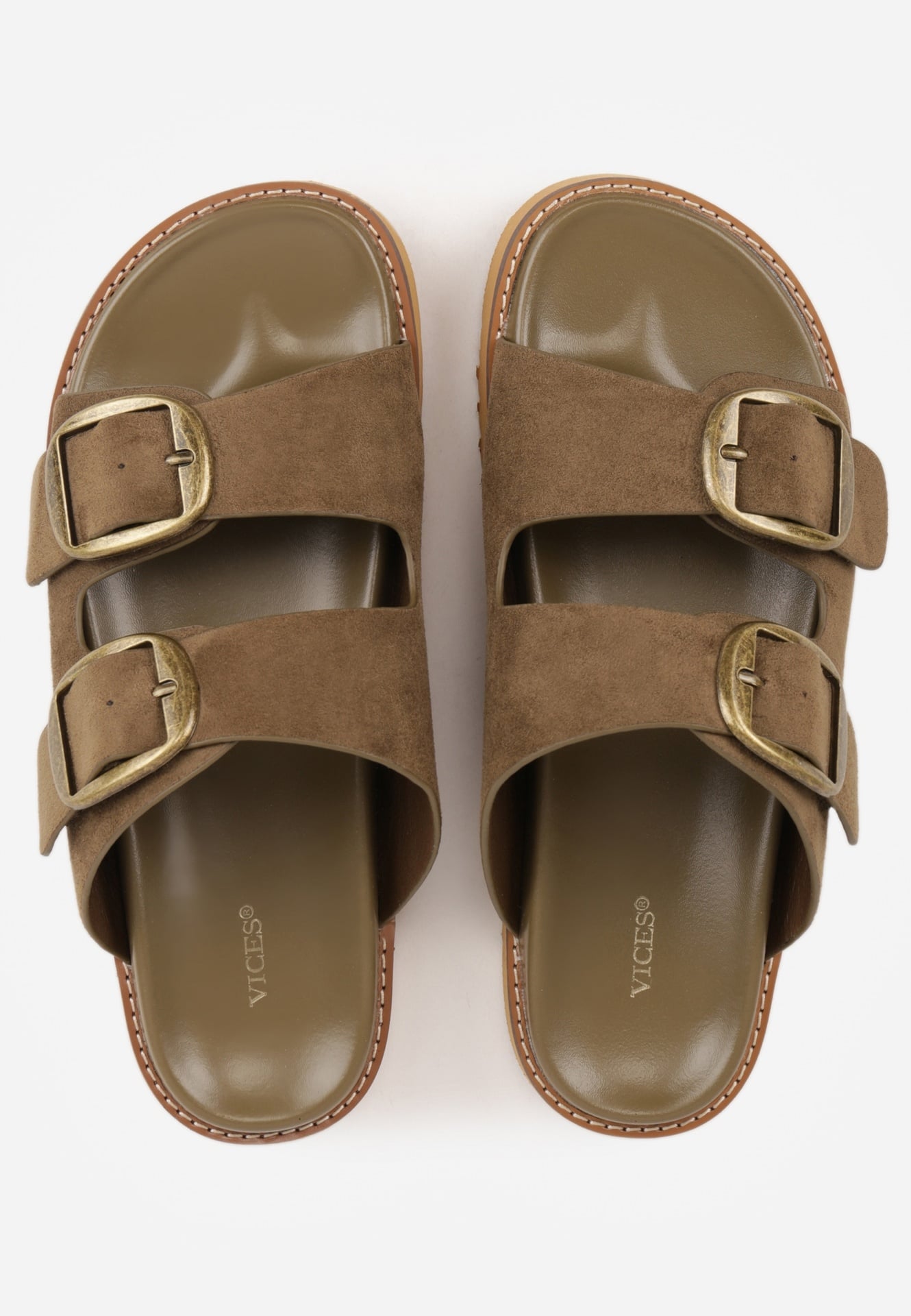 Zielone Klapki VICES Ozdobione Dużymi Klamrami Jenniviane