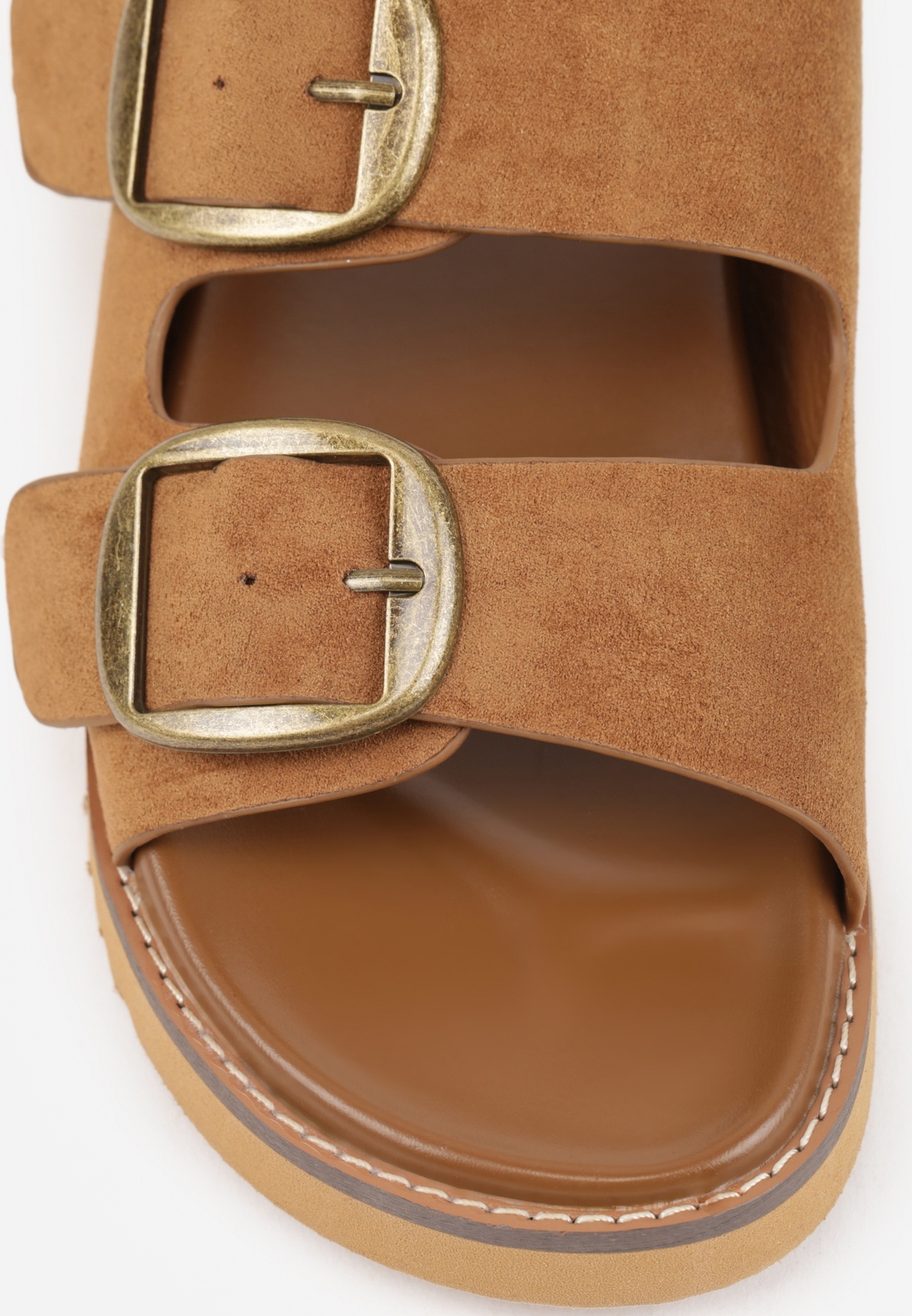 Ciemnobrązowe Klapki VICES Ozdobione Dużymi Klamrami Jenniviane