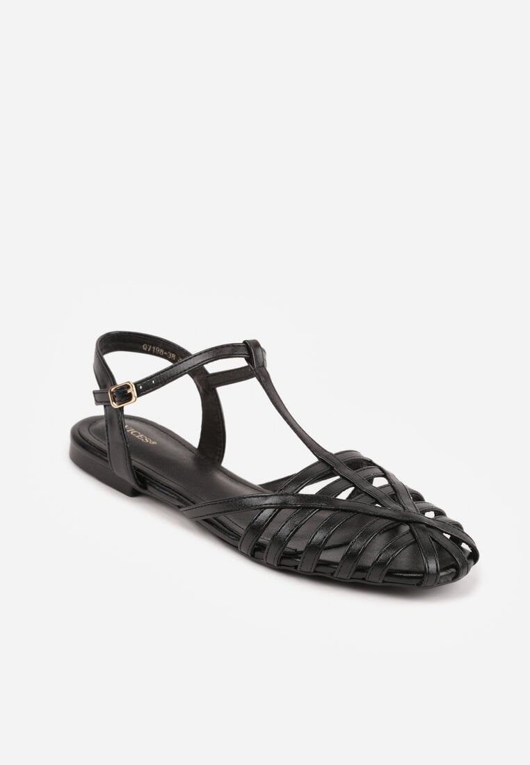Czarne Sandały VICES Ozdobione Cienkimi Paskami Calodora