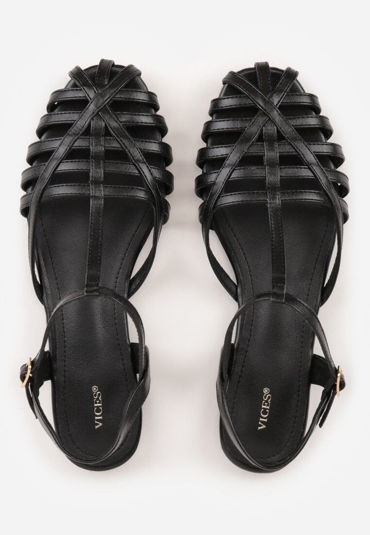 Czarne Sandały VICES Ozdobione Cienkimi Paskami Calodora