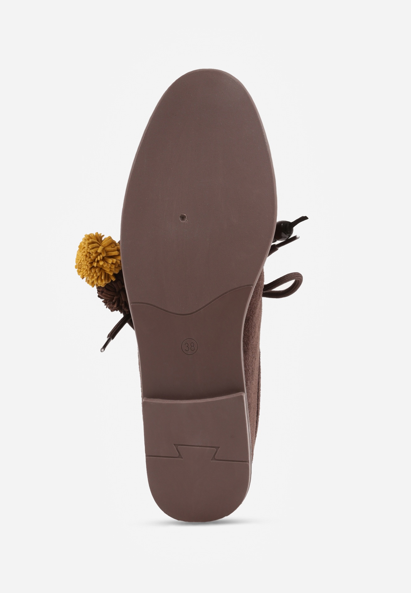 Ciemnobrązowe Mokasyny VICES ze Skórzaną Wkładką i Pomponami Loraerin