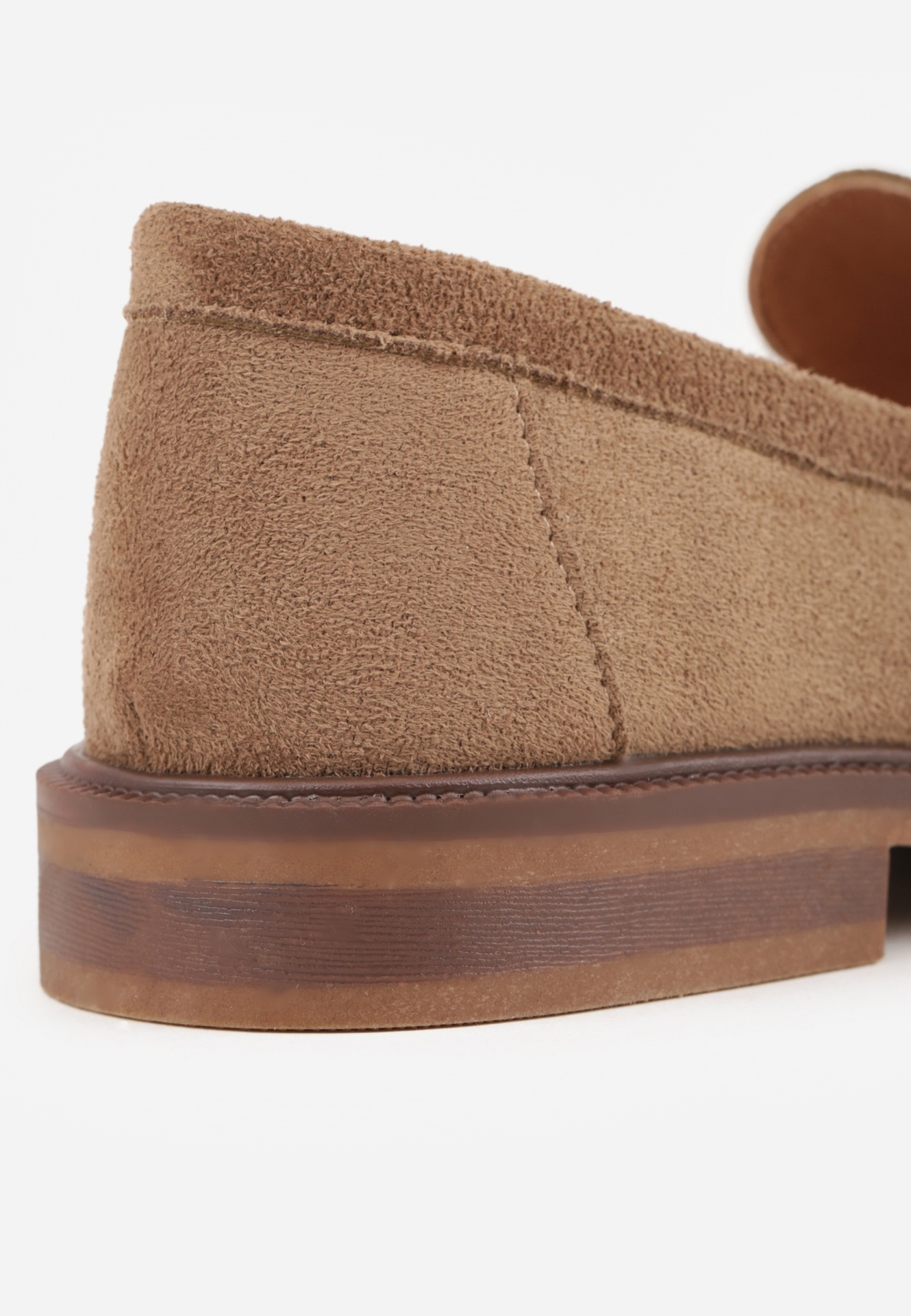 Ciemnobeżowe Mokasyny VICES ze Skórzaną Wkładką i Metaliczną Ozdobą Sereisana