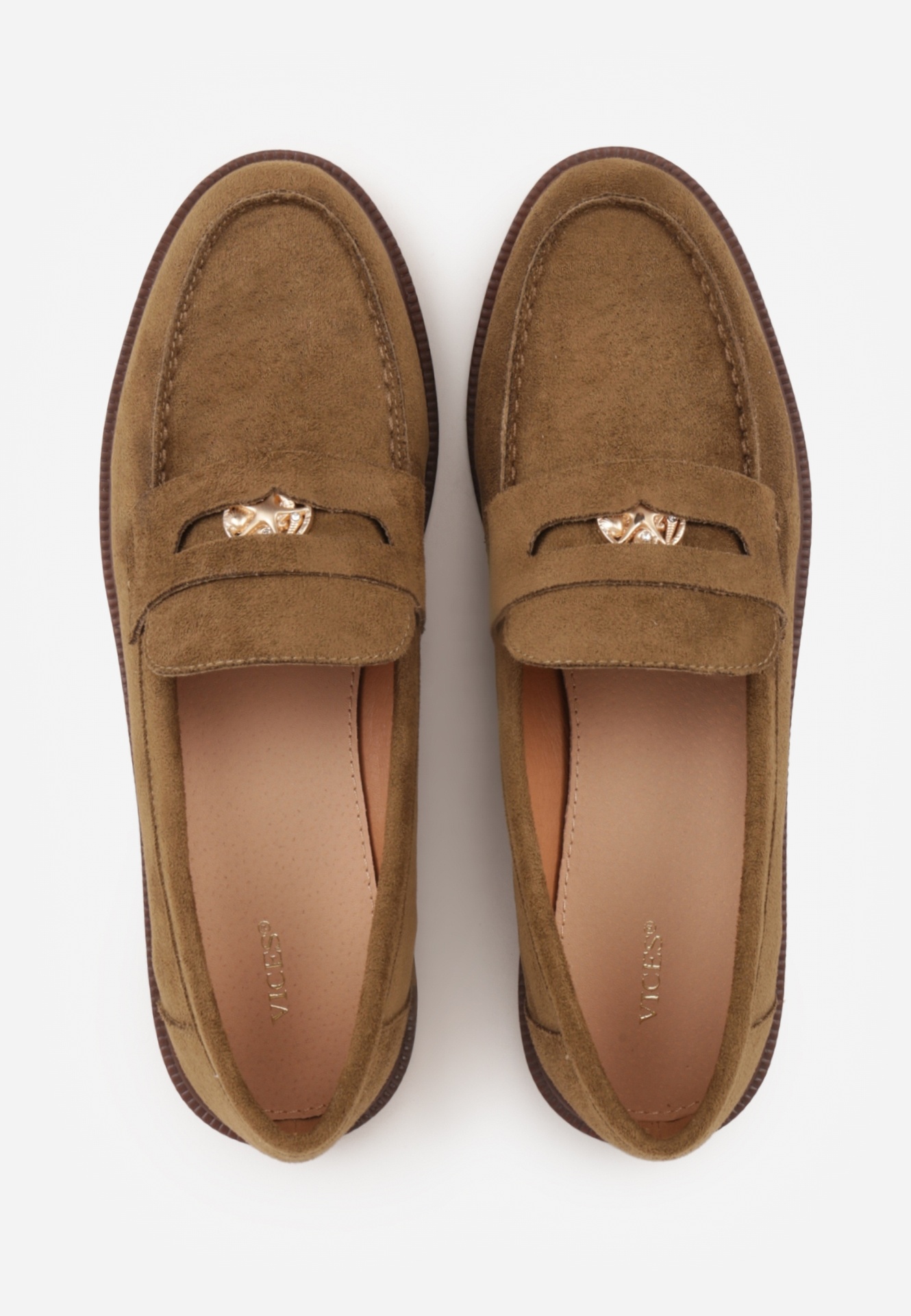 Zielone Mokasyny VICES ze Skórzaną Wkładką i Metaliczną Ozdobą Sereisana