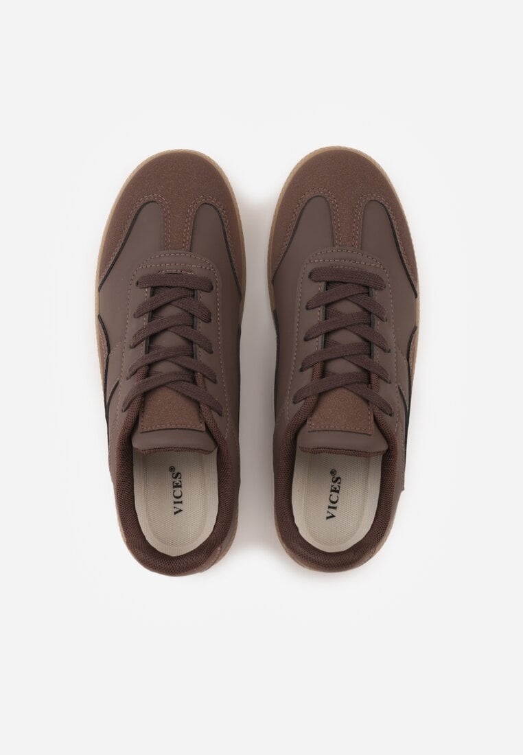 Brązowe Sneakersy VICES w Stylu Kultowych Tenisówek z Łączonych Materiałów Azivina