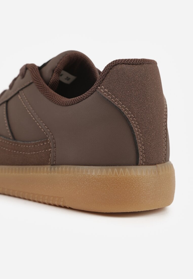 Brązowe Sneakersy VICES w Stylu Kultowych Tenisówek z Łączonych Materiałów Azivina